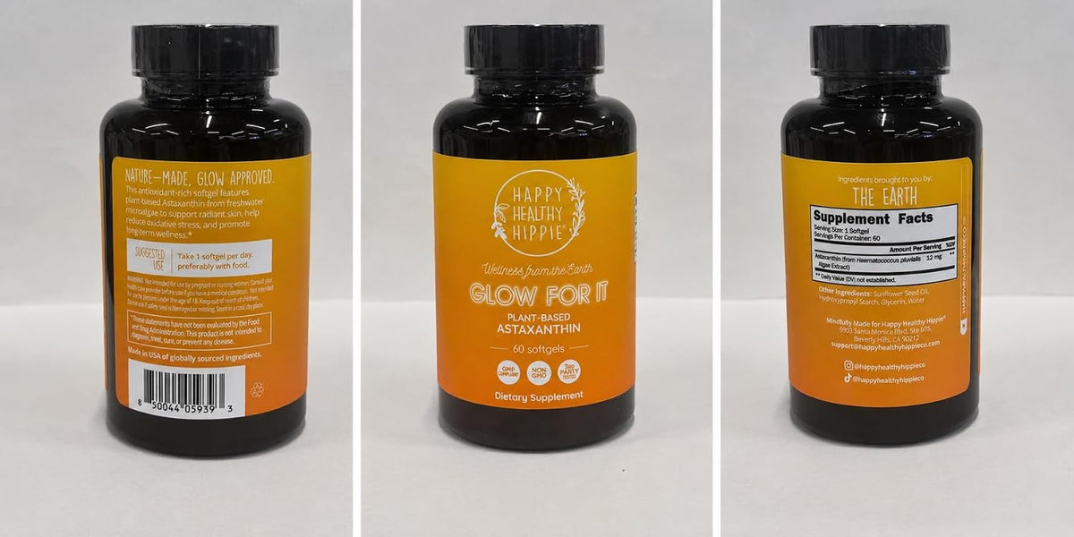 Astaxanthin Supplement 12 mg, Plant-Based Antioxidant, 60 Ct, 2 Mo Supply