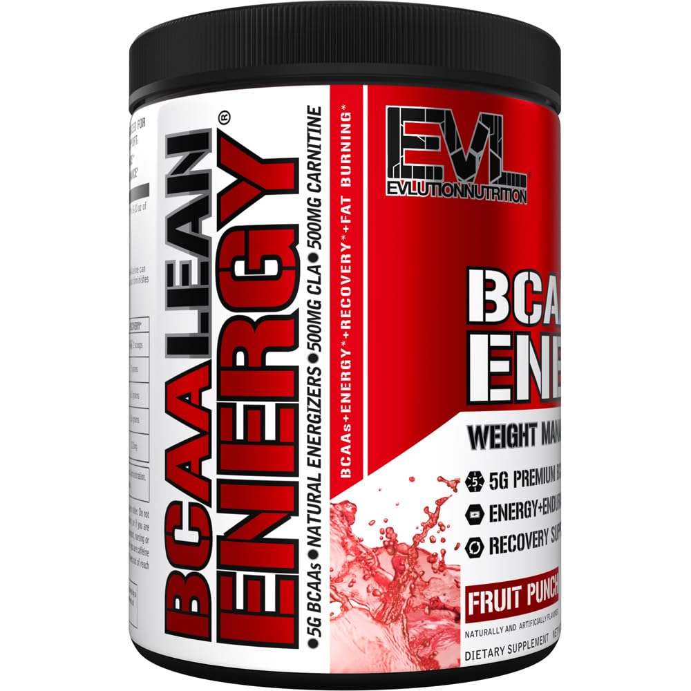 EVL BCAA Lean Energy Powder - Pre Workout Green Tea Fat Burner Support with BCAAs Amino Acids and Clean Energizers - Post Workout Recovery Drink for Lean Muscle Recovery - Cherry Limeade