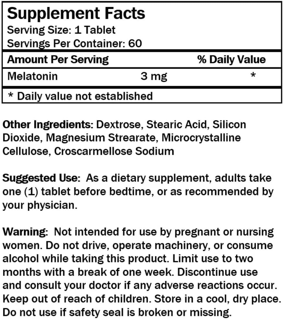 Nu-Health Melatonin 6mg Fast Acting Sleep Support, Natural, 60 Tablets