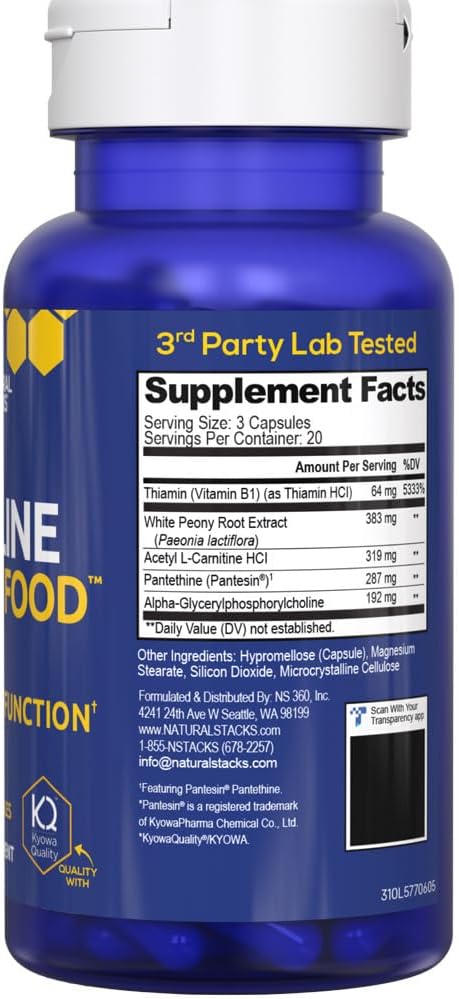 Acetylcholine Brain Food - Acetyl L-Carnitine & Alpha GPC Supplement - Supports Production of Acetylcholine - Neurotransmitter Supplement for Cognitive Function - 60 Capsules (Pack of 2)