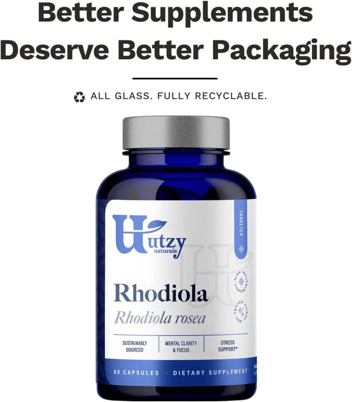 Utzy Naturals Rhodiola | Supports Mood and Nervous System Health | 60 Caps
