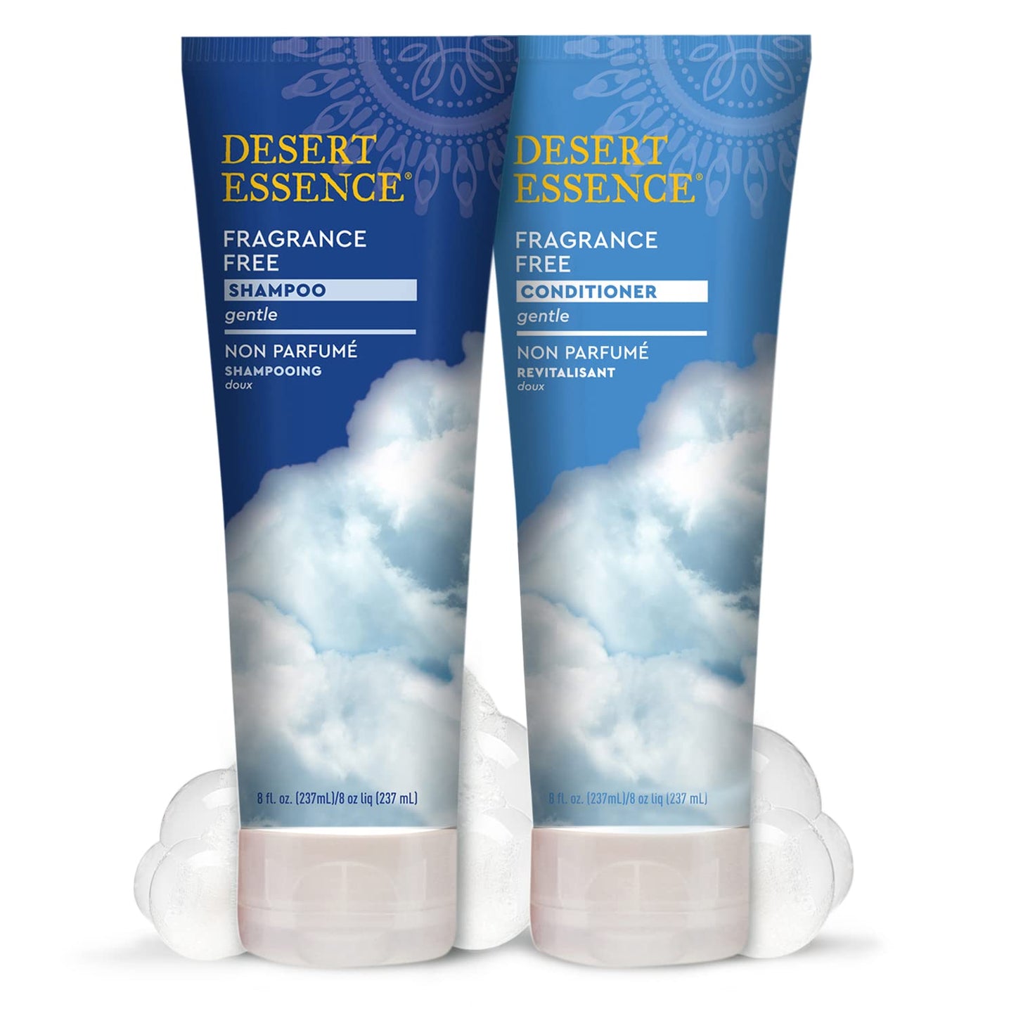 Desert Essence Fragrance Free Shampoo – 8 fl oz – Unscented Gentle Cleanser with Jojoba Oil, Green Tea & Comfrey – Softens & Strengthens Hair, Adds Shine – For Sensitive Scalps