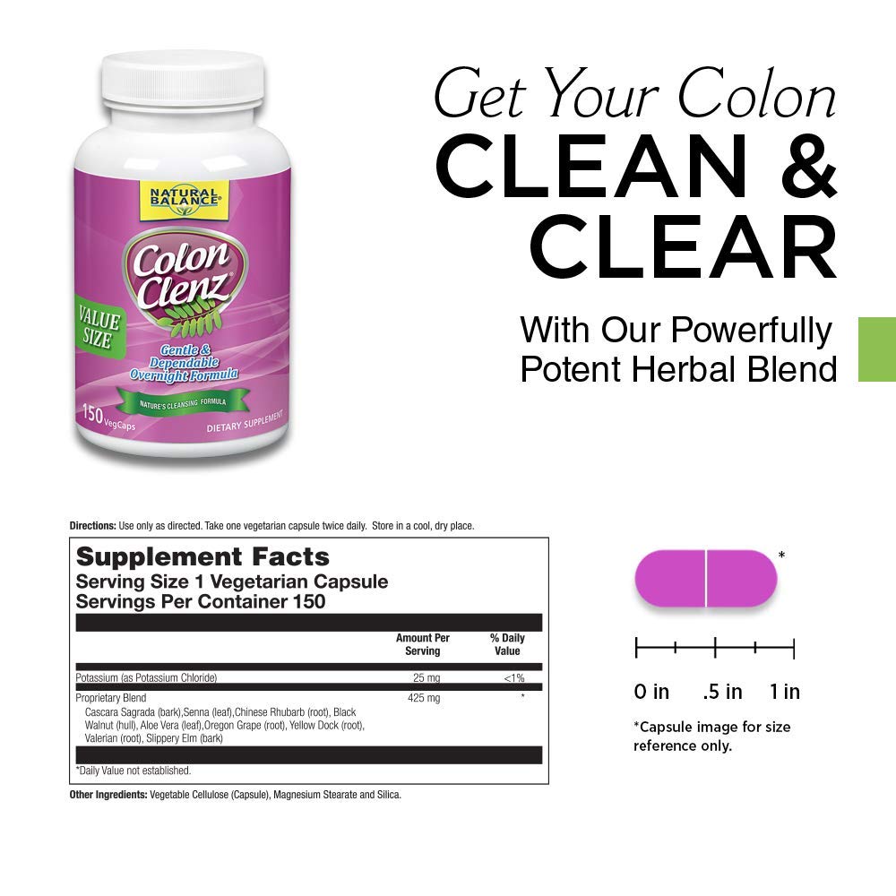 Natural Balance Colon Clenz | Herbal Colon Cleanse & Detox Supplement | Gentle & Dependable