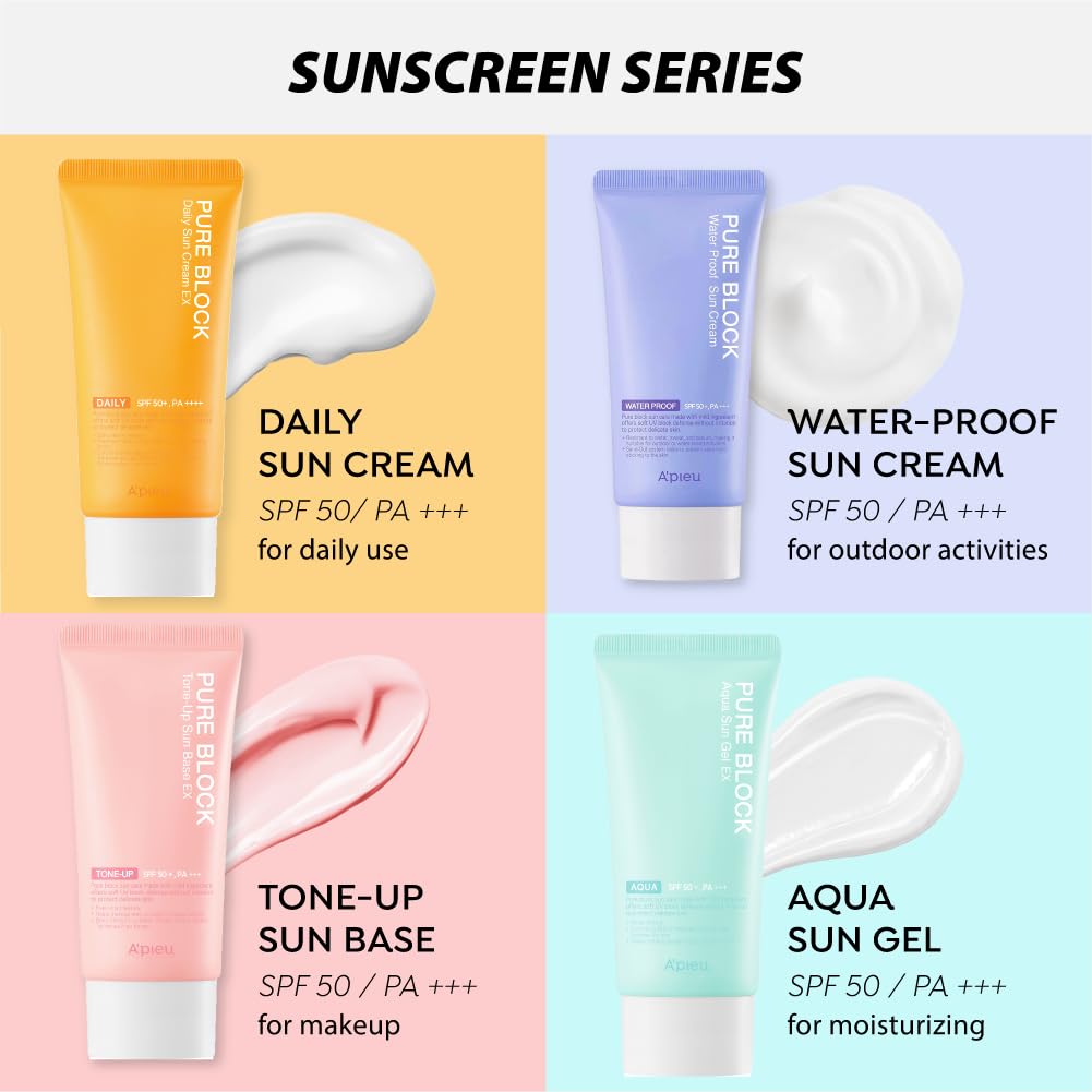 A'PIEU Pure Block Tone Up Sunscreen Base SPF5 50ml | Tone-Up Reef Safe Korean Sunscreen for Makeup Base