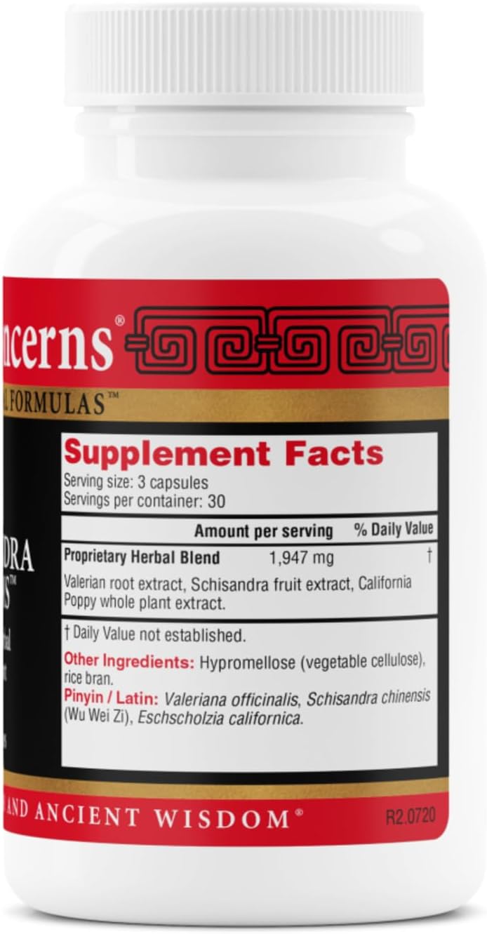 Health Concerns Schisandra Dreams – Sleep Support & Calm Aid Supplement – Valerian & Schisandra Herbal Blend – Restful Sleep, Relaxation, Palpitations, Nighttime Cough – 90 Capsules