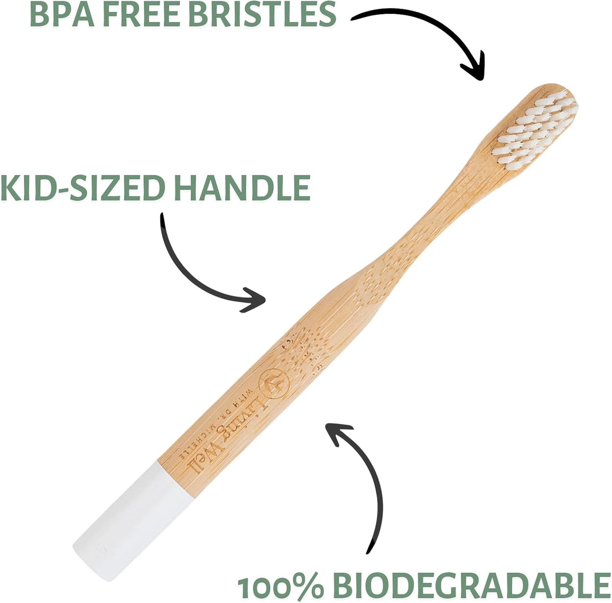 Living Well Dr. Michelle Kids Bamboo Charcoal Toothbrush, 4 Pack