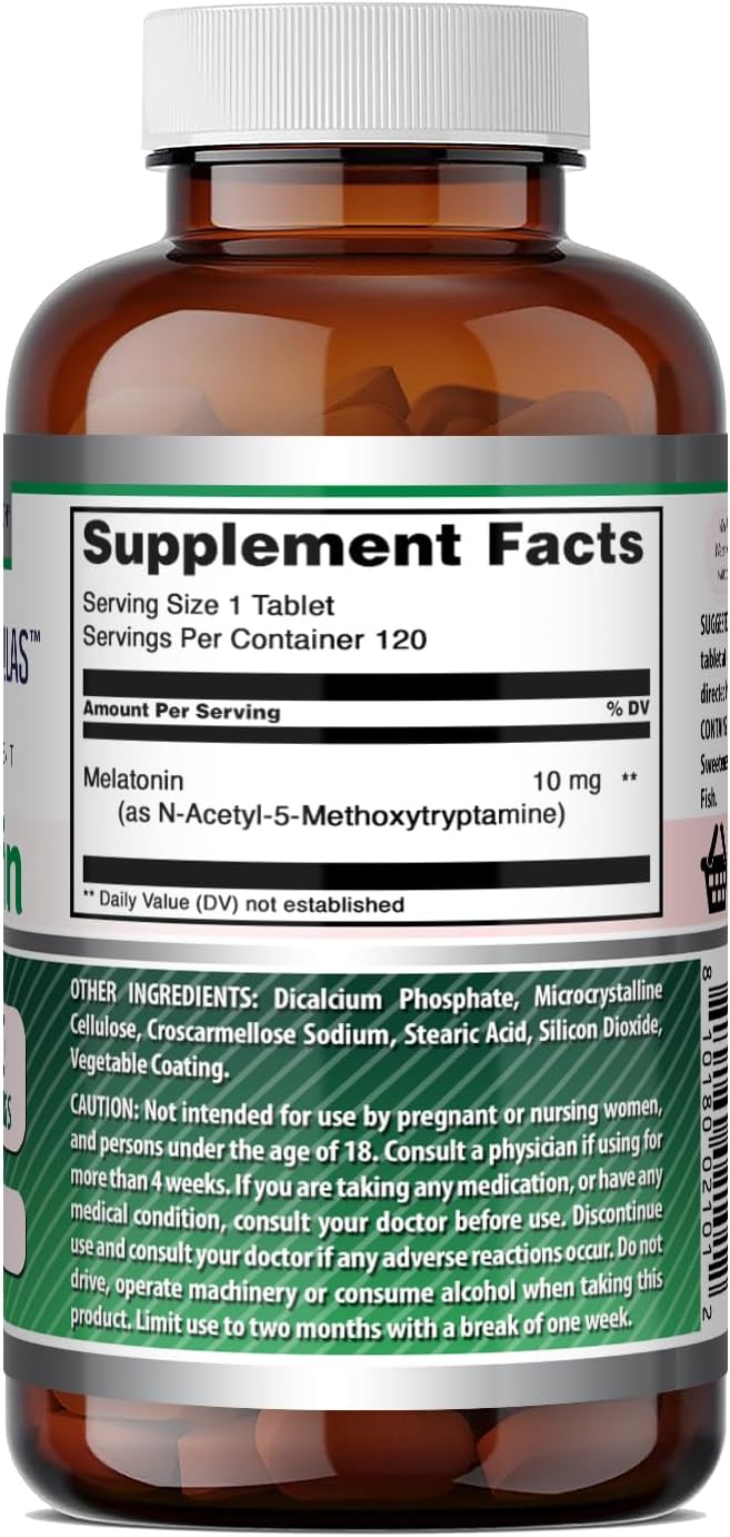 Amazing Formulas Melatonin 10 Mg Supplement | Tablets | Non-GMO | Gluten-Free | Made in USA (1 Pack | 120 Count)