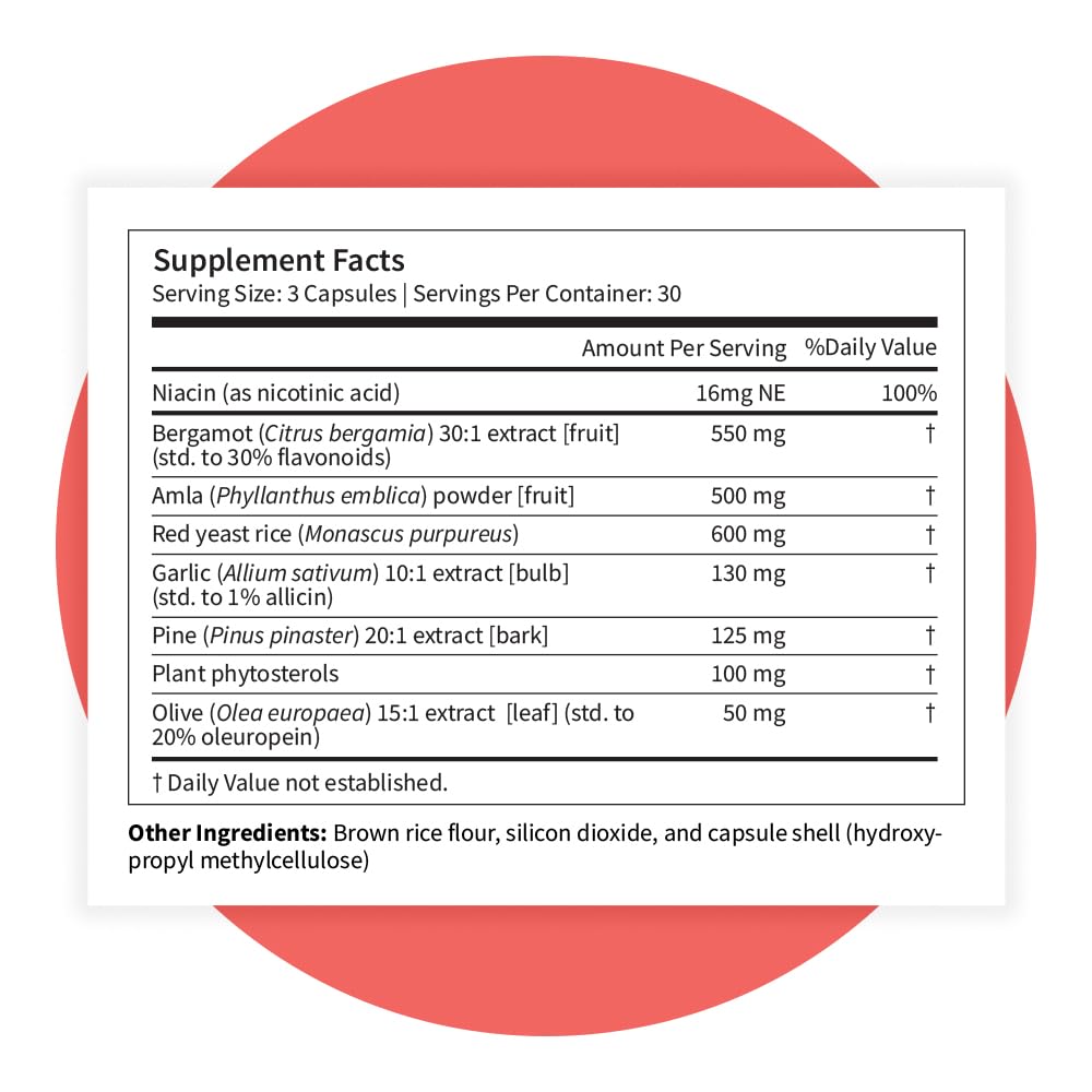 Pattern Wellness Cholesterol Complex Supplement – 90 Vegan Capsules | Red Yeast Rice Formula, 8 Carefully Selected Ingredients, GMP Manufactured, Non-GMO Formula, Gluten, Dairy & Soy Free