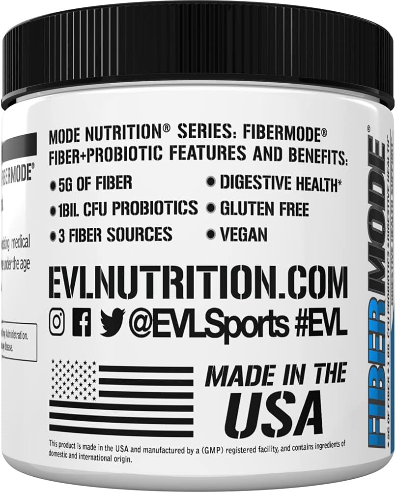 Evlution Nutrition FiberMode - Fiber + Probiotic Powder - Digestive Health & Immune Support - 1bil CFU Probiotics + 5g Fiber - Gluten Free & Vegan - Unflavored - Dietary Supplement - 30 Servings