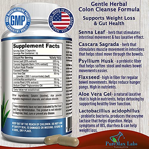 YUMMYVITE 15 Day Colon Cleanse and Detox, Herbal Detox Formula, Supports Weight
