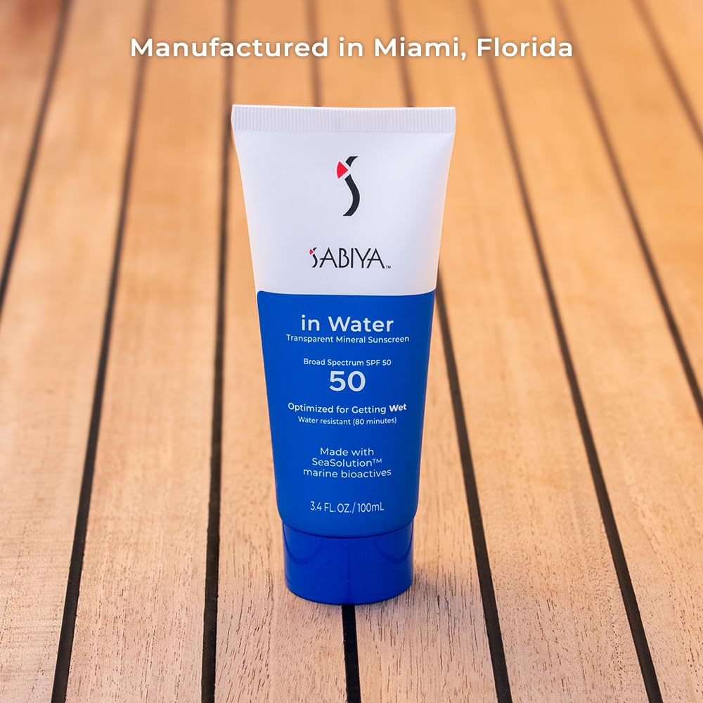 In The Water Mineral Sunscreen SPF 50, Broad Spectrum Zinc Oxide, Daily Sun Protection for Face and Body, Lightweight Formula with SeaSolution™, 3.4 oz