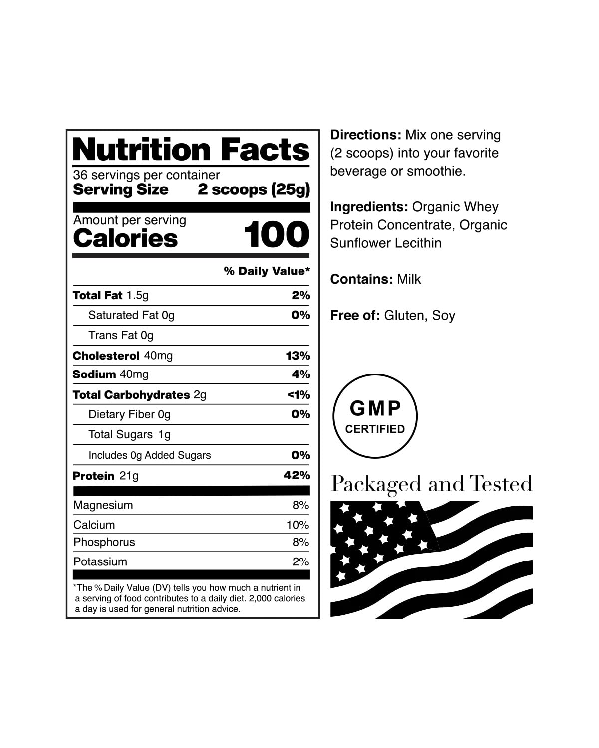 NorCal Organic Unflavored Whey Protein - 2lbs Bulk | 100% Grass-Fed, USDA Certified