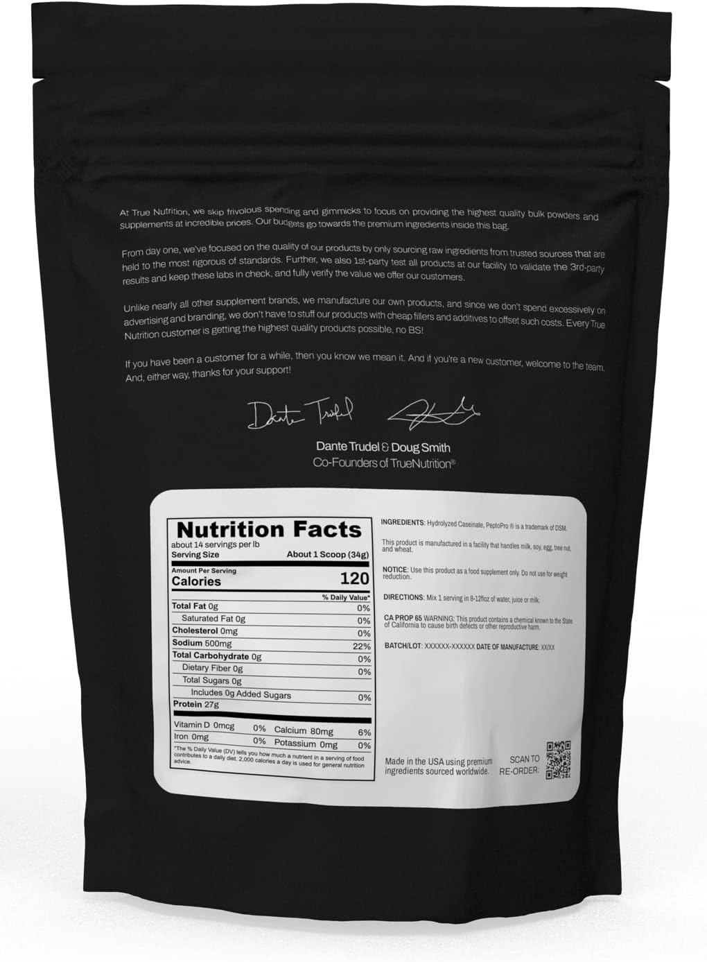 True Nutrition Hydrolyzed Caseinate Protein Powder, Unflavored, 1lb