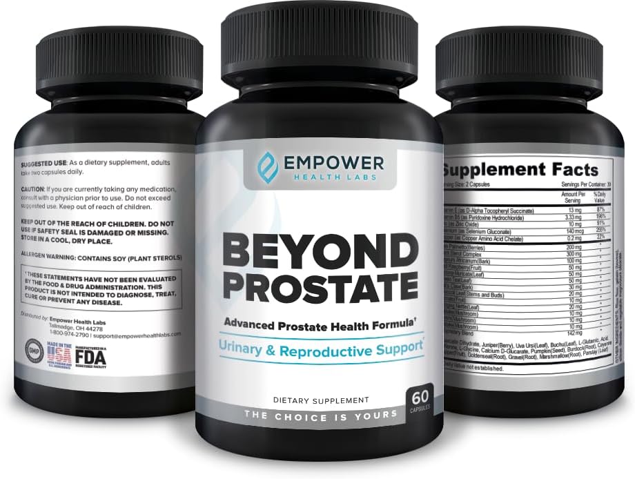 Empower Health Beyond Prostate Supplement – Prostate Health Support with Saw Palmetto, Zinc, Red Raspberry, and Stinging Nettle – Urinary and Prostate Wellness Complex – 60 Capsules