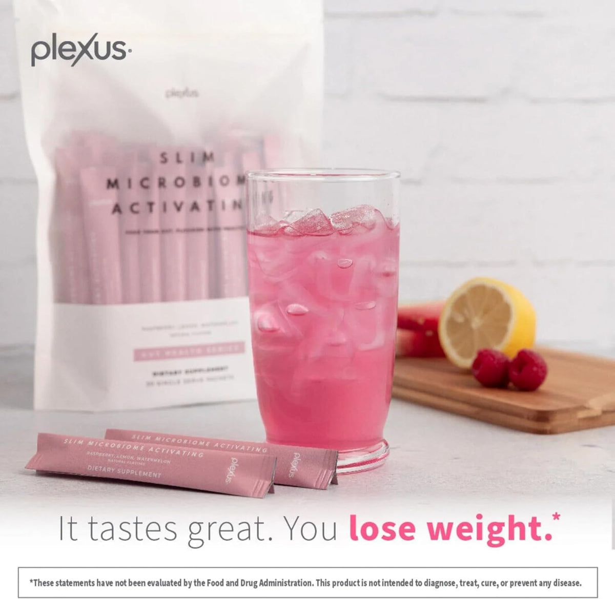 Plexus Slim Microbiome Pink Drink Mix, 30 Servings (Raspberry, Lemon, and Watermelon