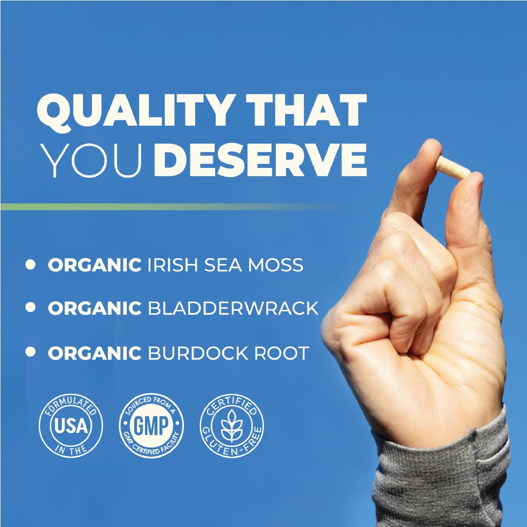 Irish Sea Moss Capsules | With Organic Irish Moss, 300mg Burdock Root & 500mg