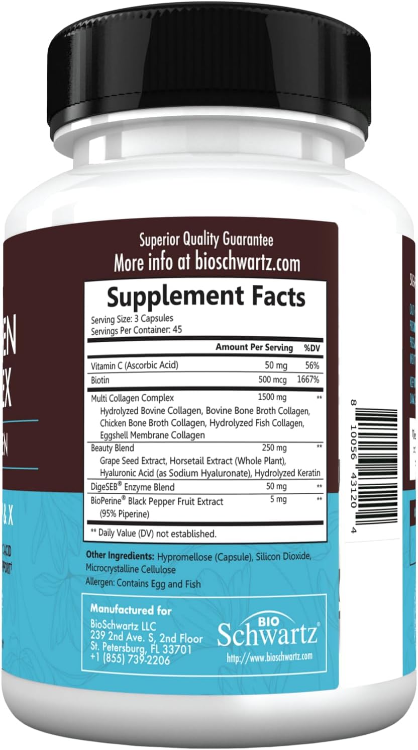Collagen Peptide Capsules - Multi Collagen Supplements for Women, 135ct