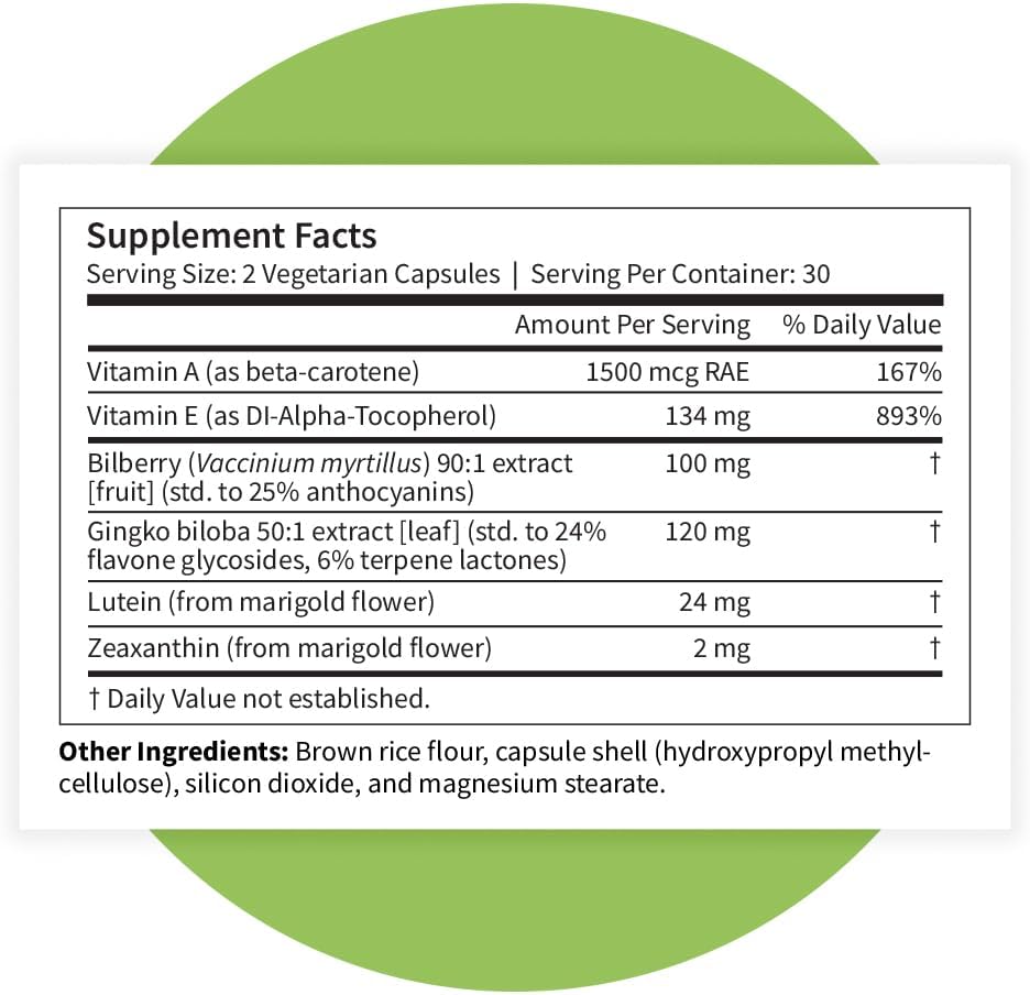 Pattern Wellness Vision Complex Supplement – Daily Eye & Visual Function Support – Herbal Extract & Vitamin Blend – 60 Vegan Capsules