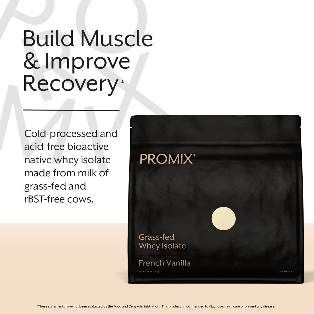 Promix Whey Protein Isolate Powder - Grass-Fed & 100% All Natural - Post Workout