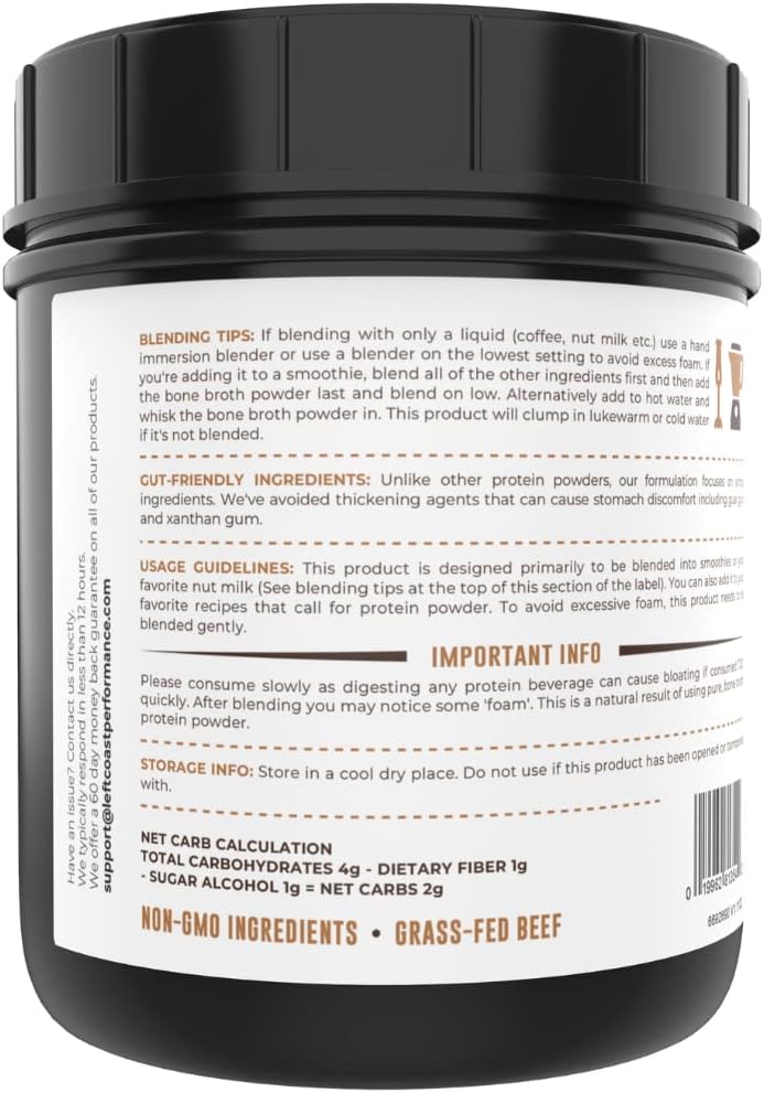 Left Coast Performance Vanilla Bone Broth Protein Powder, 16oz + Chocolate Bone Broth Protein Powder 16oz