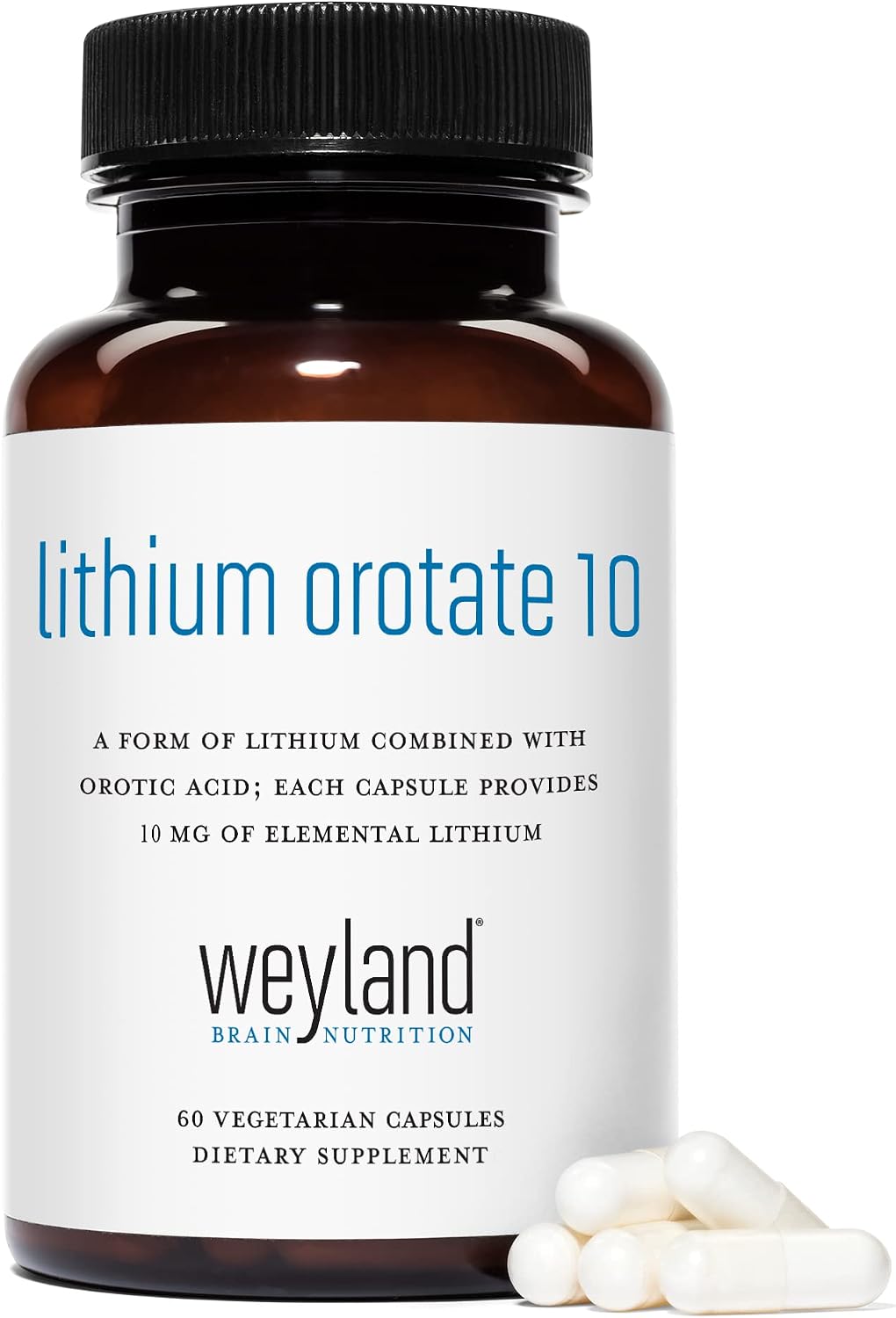 Lithium Orotate - 10mg of Elemental Lithium, 60 Vegetarian Capsules (Pack of 2)
