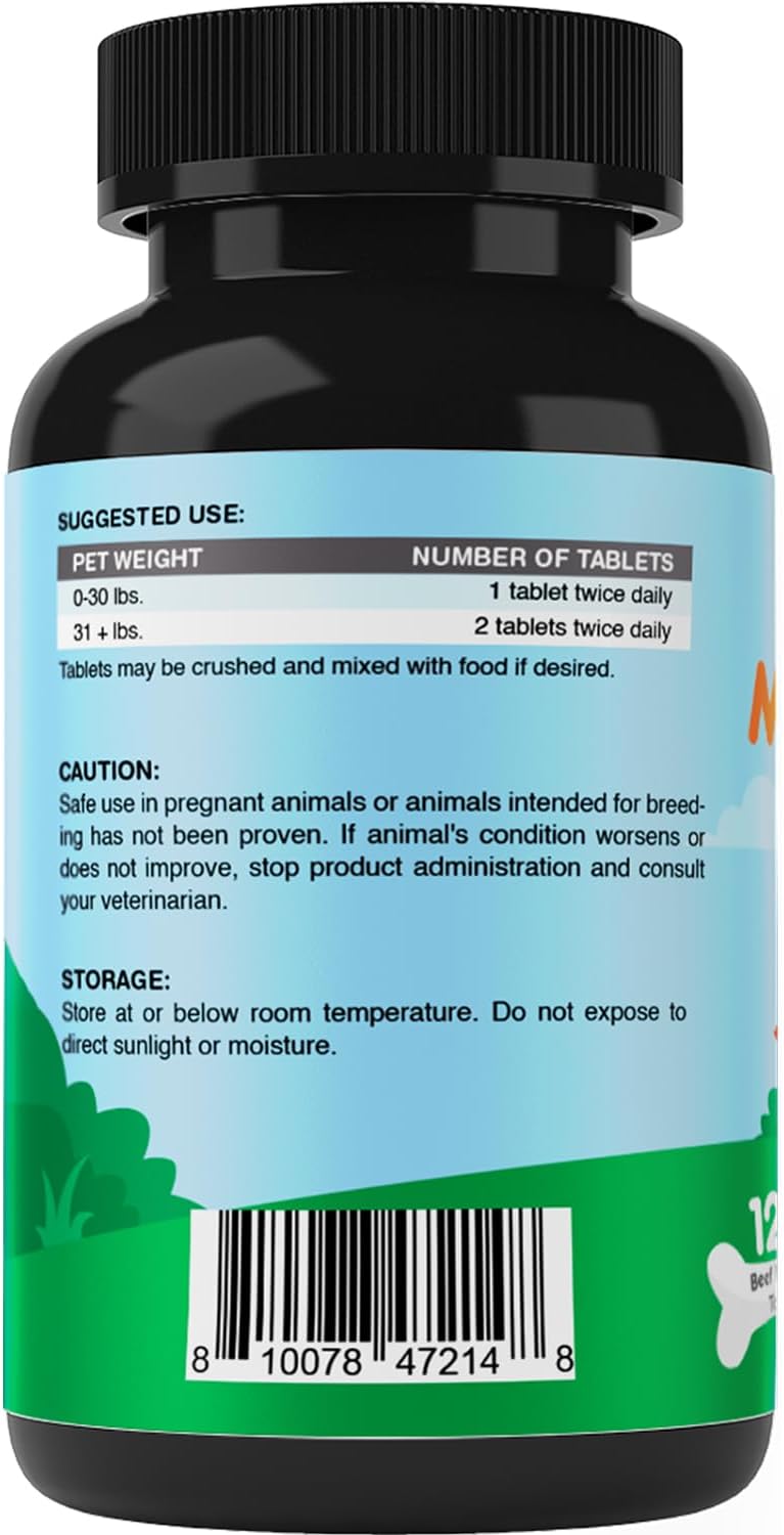 Vitamatic Pets Melatonin 6 mg Chewable Tablets for Dogs, 120 Count | Sleep Health Support*, Beef Flavored Tablet, Non-GMO, Gluten Free, Made in USA