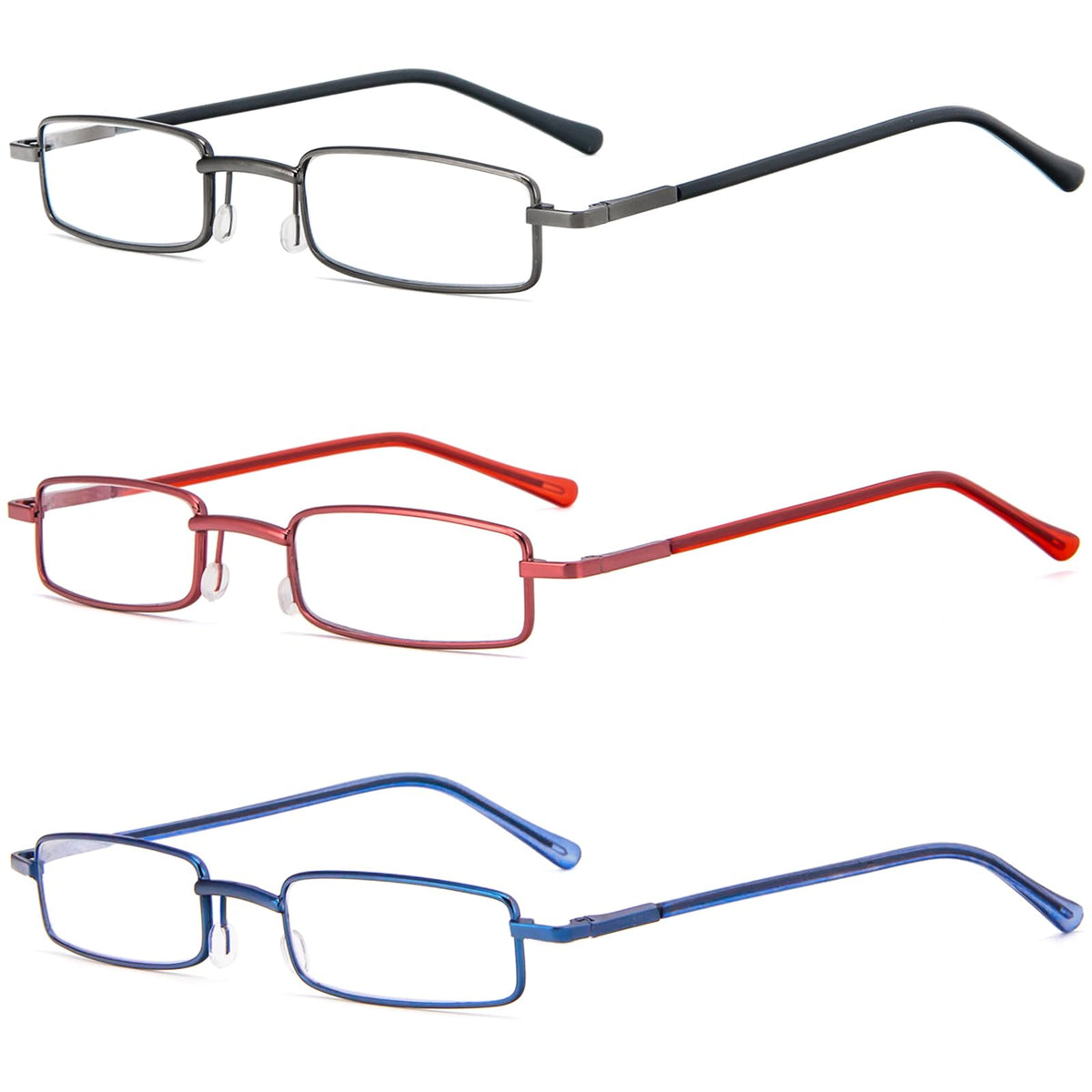 REAVEE 3 Pack Slim Pen Reading Glasses Small Tube Stylish Readers for Women Men