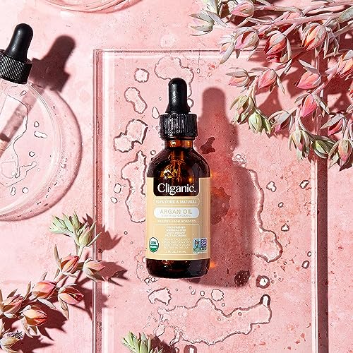 Cliganic Organic Argan Oil for Hair, Face & Skin (1oz) - 100% Pure, Cold Pressed