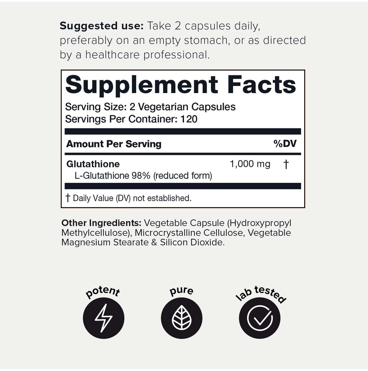 Toniiq Ultra High Strength Glutathione Capsules - 1000mg Concentrated Formula - 98%+