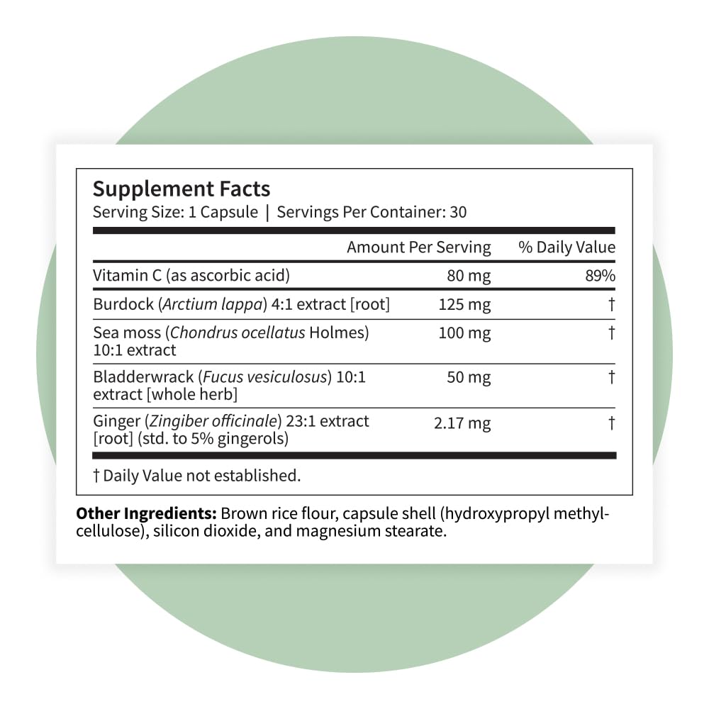 Pattern Wellness Sea Moss Complex – Sea Moss, Burdock Root, Bladderwrack, Vitamin C & Ginger – Supports Immune & Digestive Health – Vegan, Non-GMO – 30 Capsules