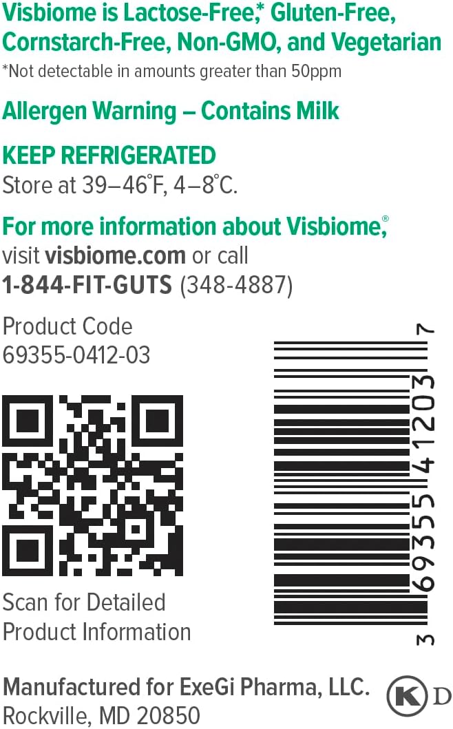 Visbiome® GI Care High Potency Probiotic, 112.5B CFU, 60 Capsules | Original De Simone Formulation®, Multi-Strain, Refrigerated Probiotics, Low FODMAP Certified, Gluten-Free, Made in USA