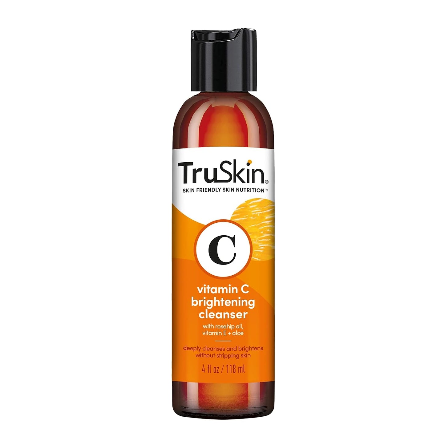 TruSkin Vitamin C Brightening Face Wash with Rosehip Oil, 4 fl oz | Vitamins C & E, Aloe Vera and MSM gently cleanse, refresh and support radiant-looking skin without over-drying