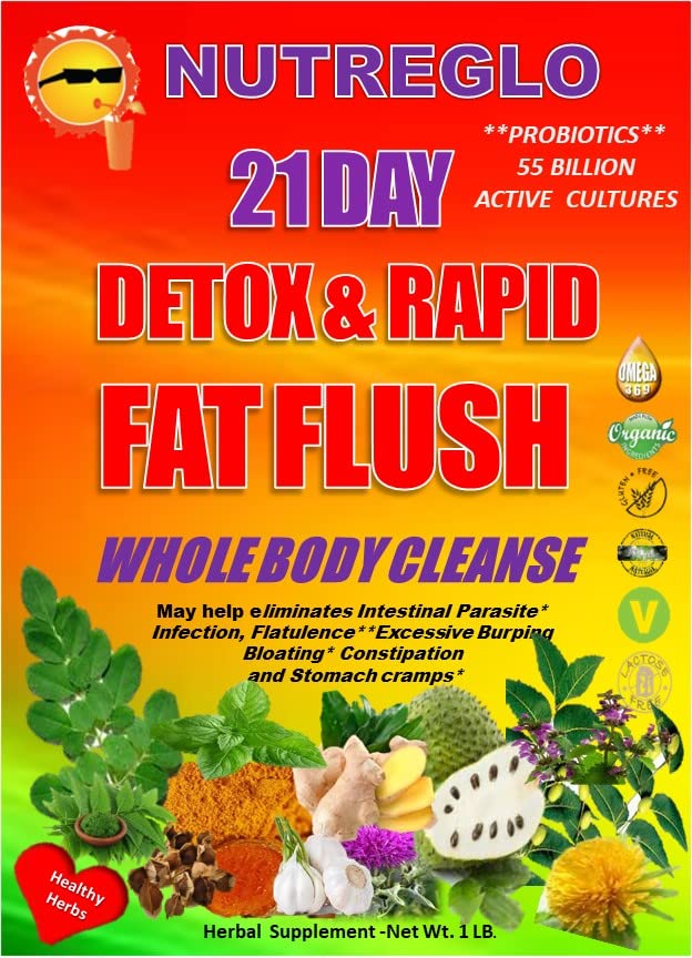 nutreglo 21 Day Rapid Detox and Fat Flush, All Natural Detox Cleanse Drink, Blood Detox