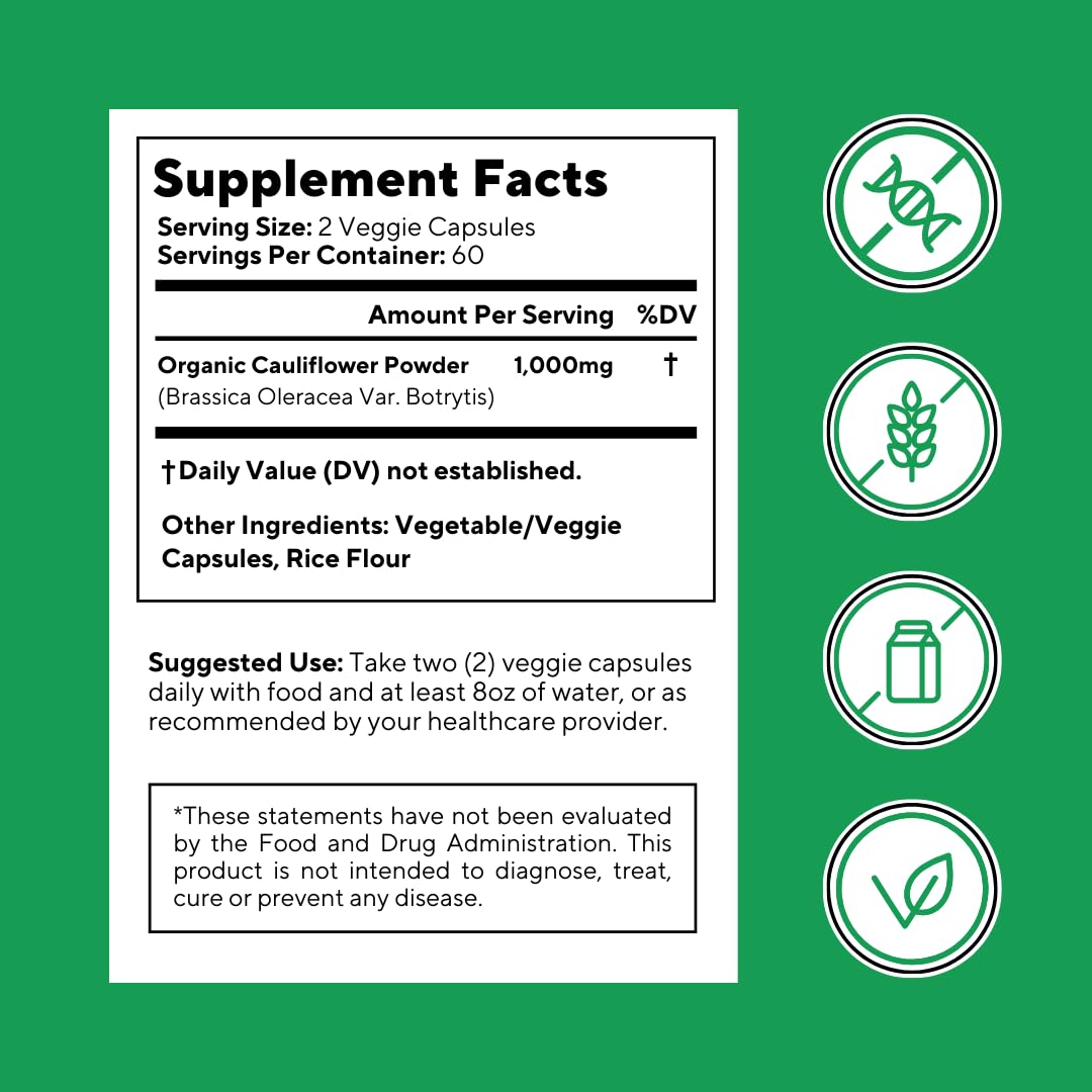 Vitapia Organic Broccoli Sprout & Broccoli Extract for Sulforaphane, Antioxidant, Brain, Skin, Heart Health Support - 120 Veggie Capsules - Non-GMO, Gluten-Free, Vegan-Friendly Supplement
