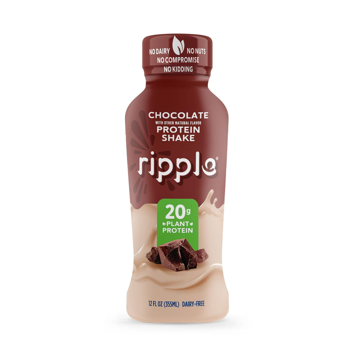 Ripple Vegan Protein Shake | Chocolate | 20g Nutritious Plant Based Pea Protein | Shelf