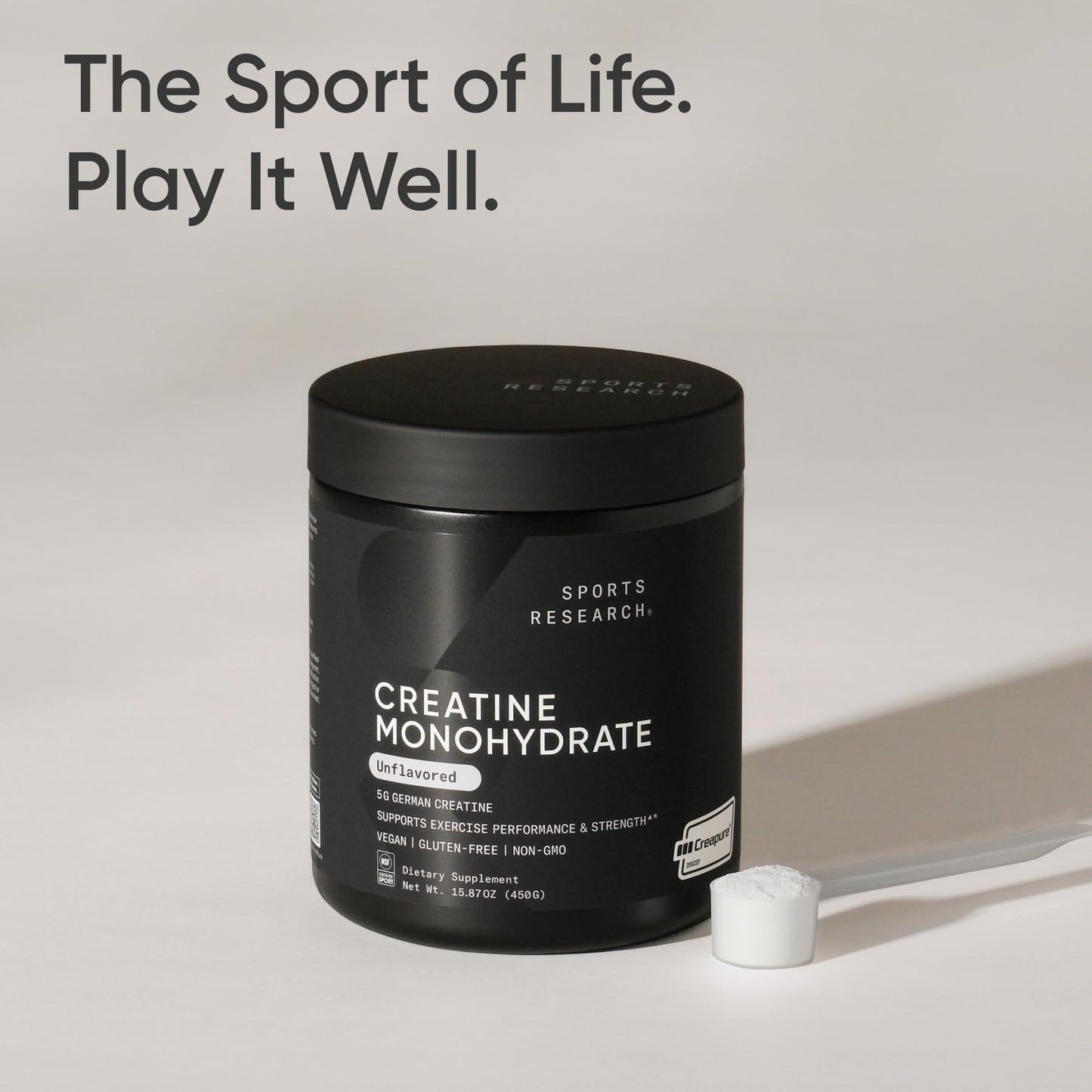 Sports Research Creatine Monohydrate - Gain Lean Muscle, Improve Performance and Strength and Support Workout Recovery* - 5 g Micronized Creatine - 17.64 oz