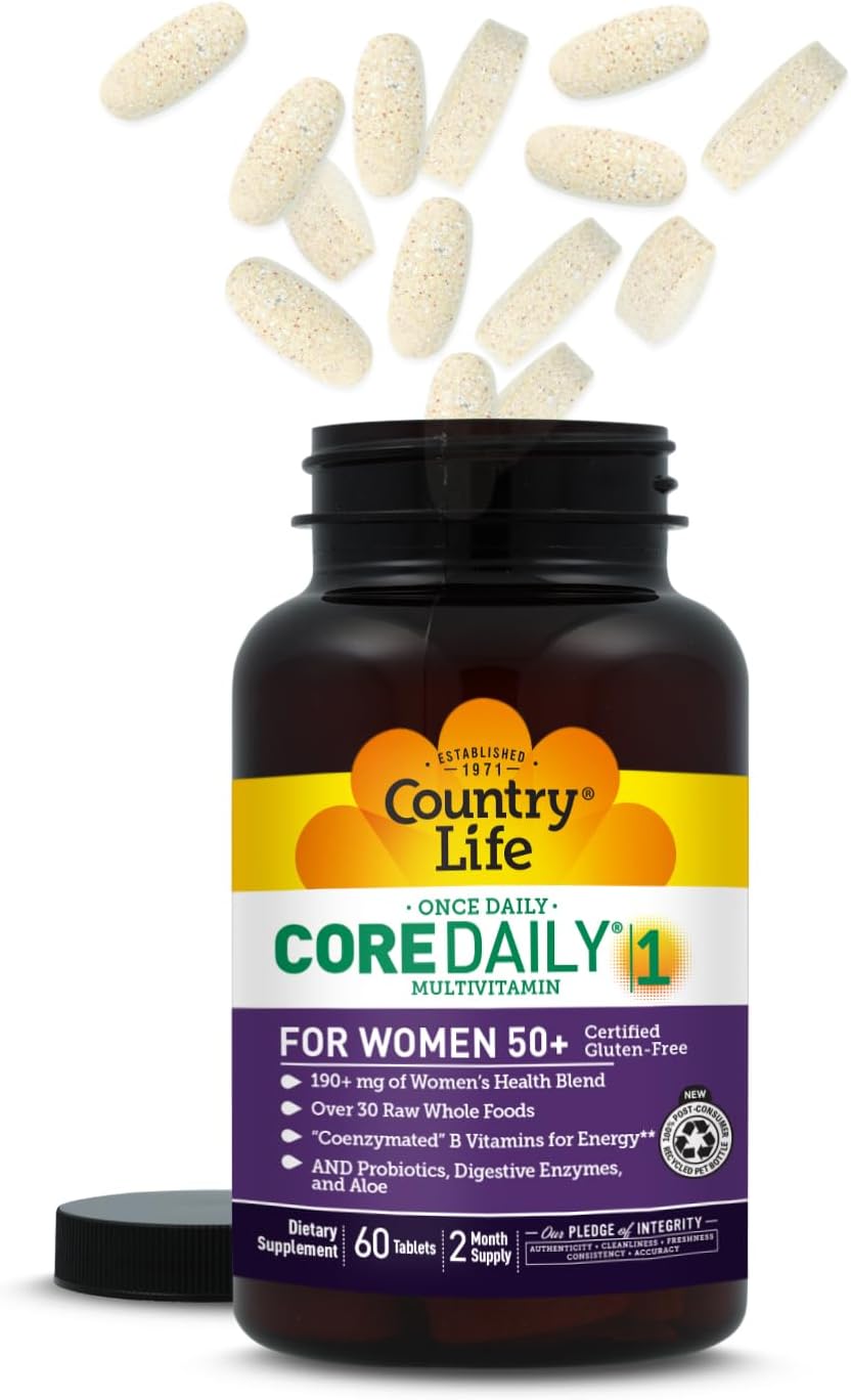 Country Life CORE Daily-1 for Women 50+ Multivitamin - Formulated for Women Over 50, Complete Daily Nutrition with Women's Health Blend, Coenzymated B Vitamins, Probiotics, and Digestive Enzymes