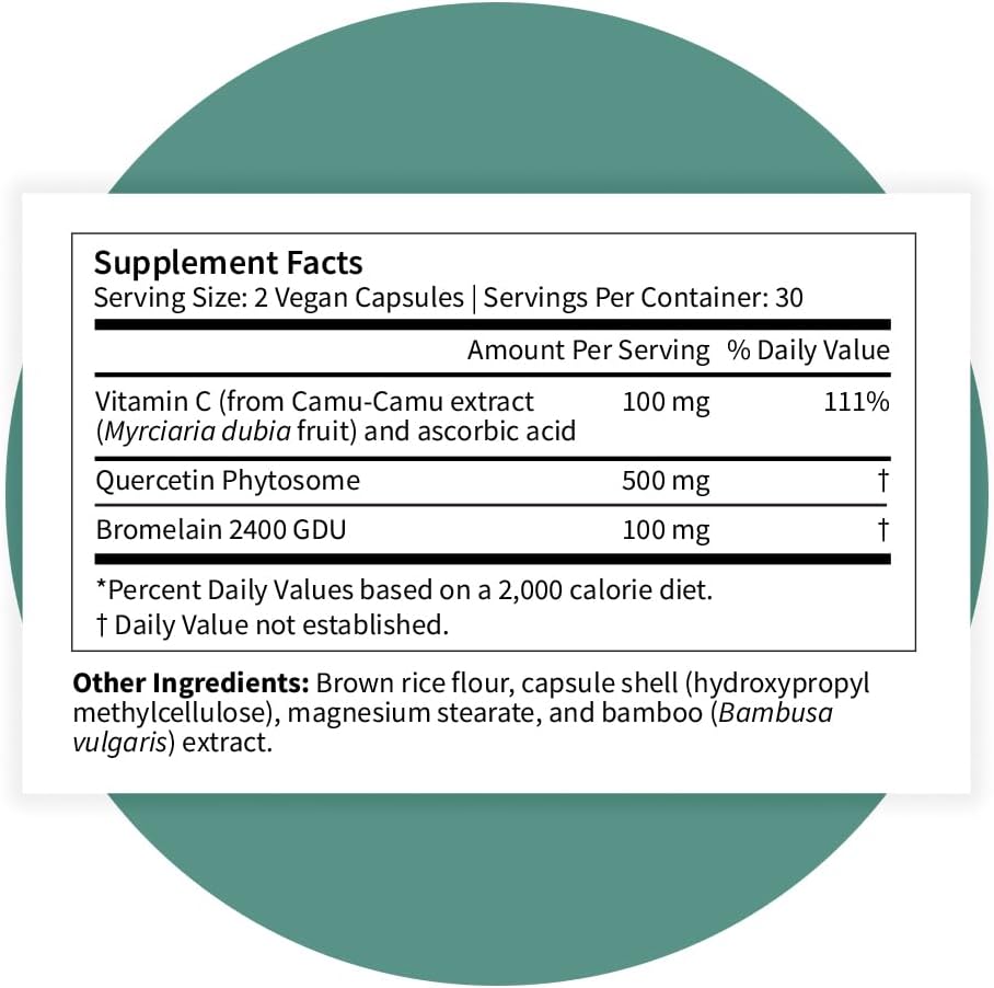 Pattern Wellness Quercetin Supplement with Bromelain - Immune Function & Cellular Health Support - Antioxidant & Whole Body Wellness - 60 Vegan Capsules