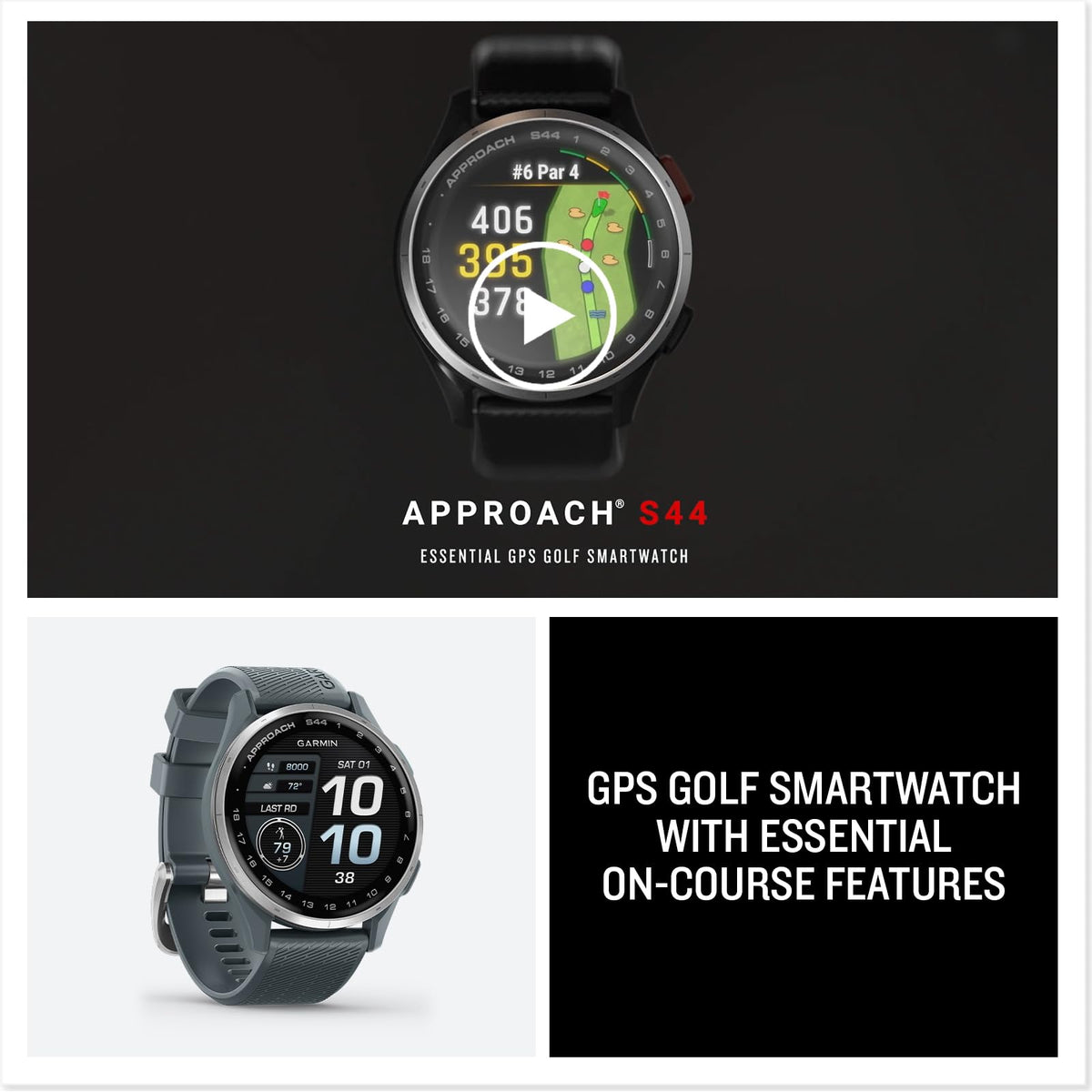 Garmin Approach® S44, Golf GPS Smartwatch, 43mm, Black