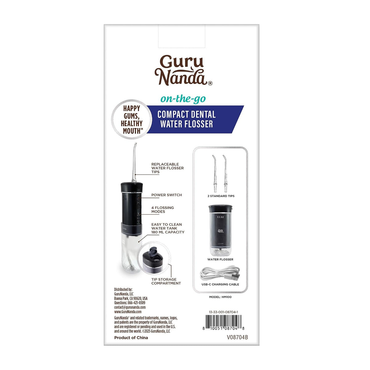 GuruNanda Portable Water Flosser Cordless, Sensitive Gums Friendly, 1ct