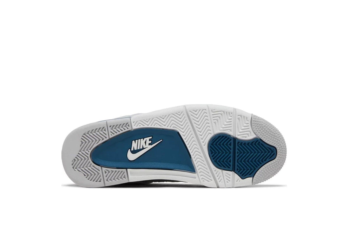 Nike Mens Air Jordan 4 Retro Basketball Shoe, OFF WHITE/MILITARY BLUE-NEUTRAL GREY, 8 UK (9 US)