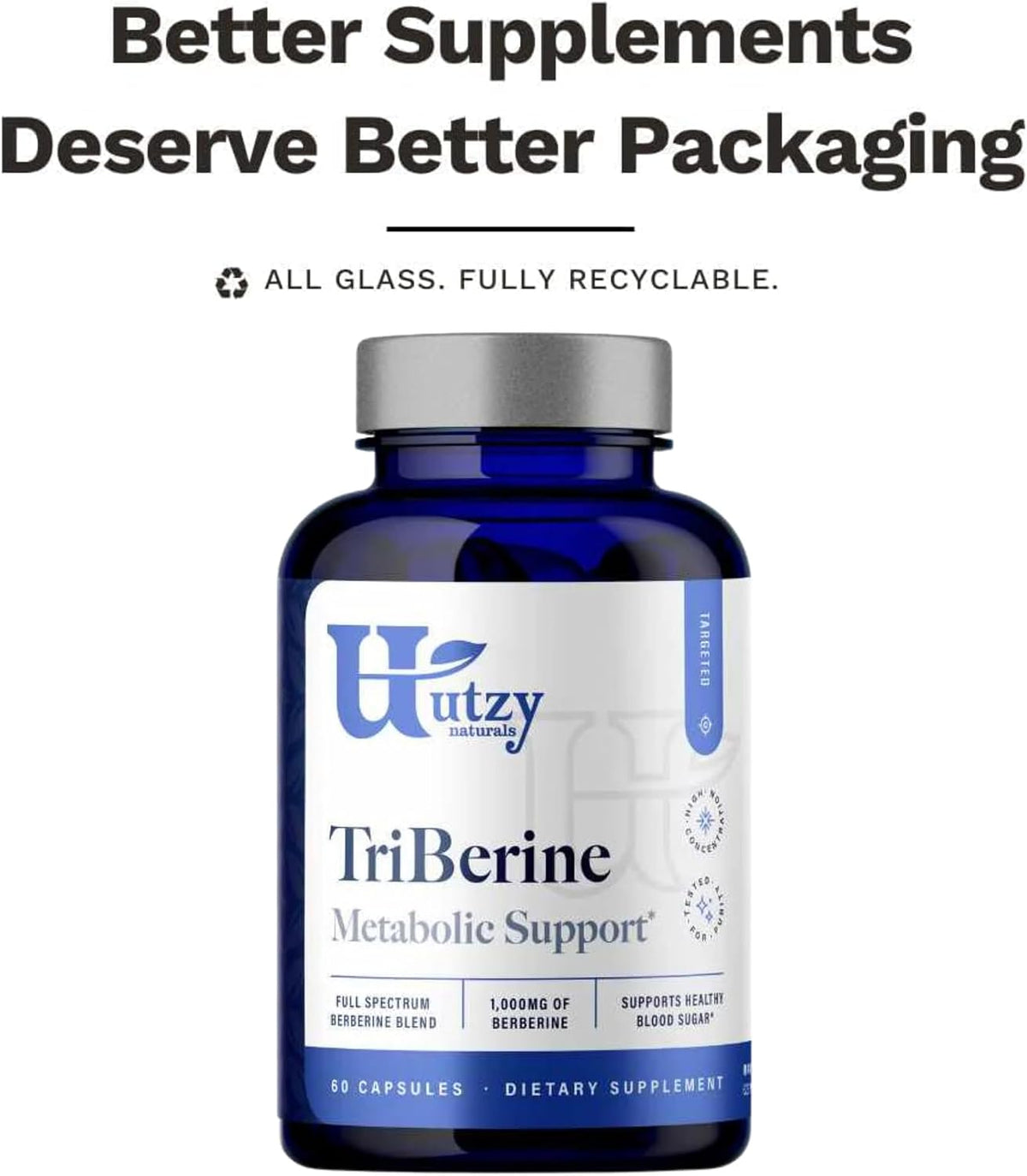 Utzy Naturals TriBerine | Metabolic & Heart Support | 60 Capsules