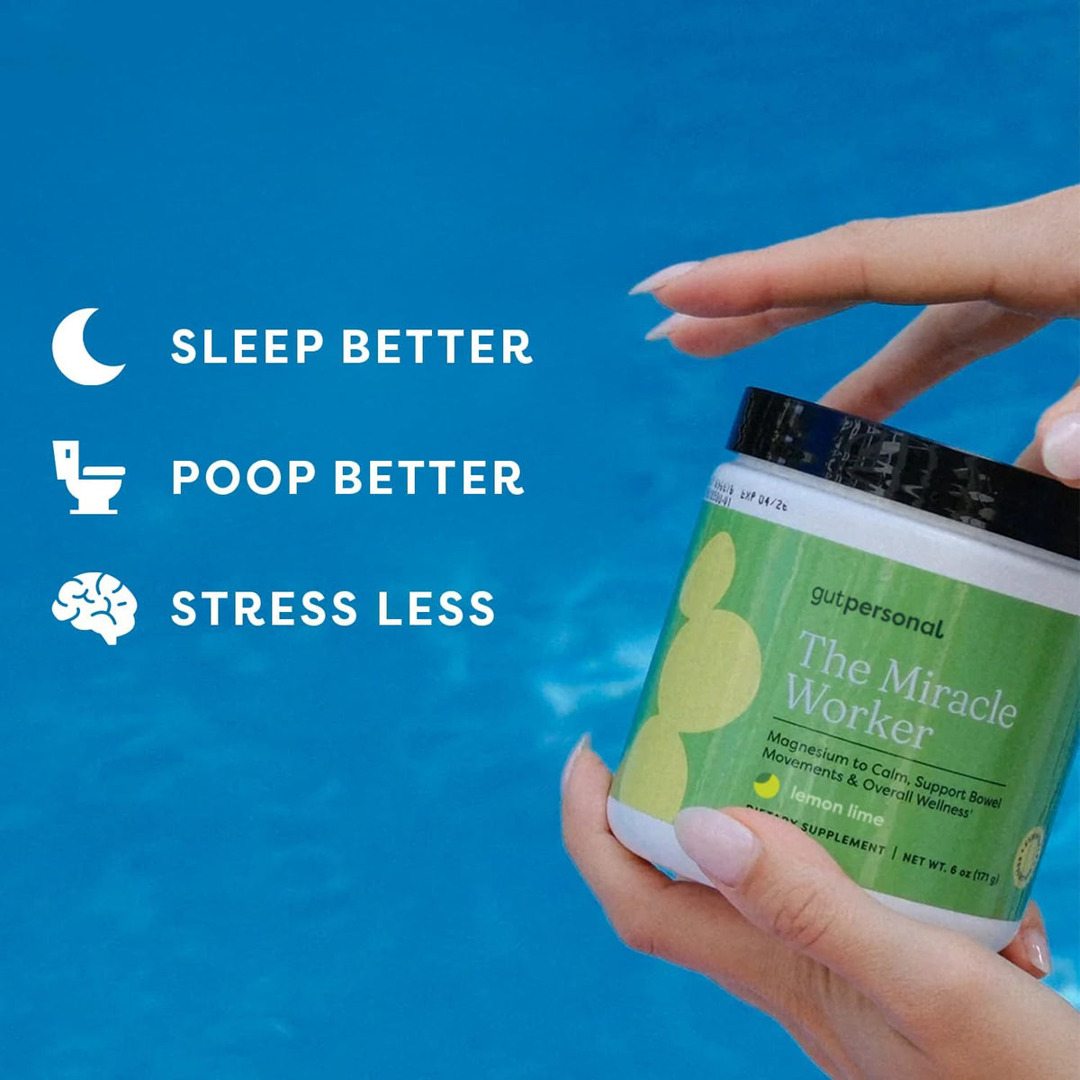 The Miracle Worker Magnesium Glycinate Powder for Sleep - Chelated Magnesium Drink Powder Supplement Helps Reduce Stress & Regularity While Easing Muscle Cramps with Lemon Lime Flavor - 30 Servings