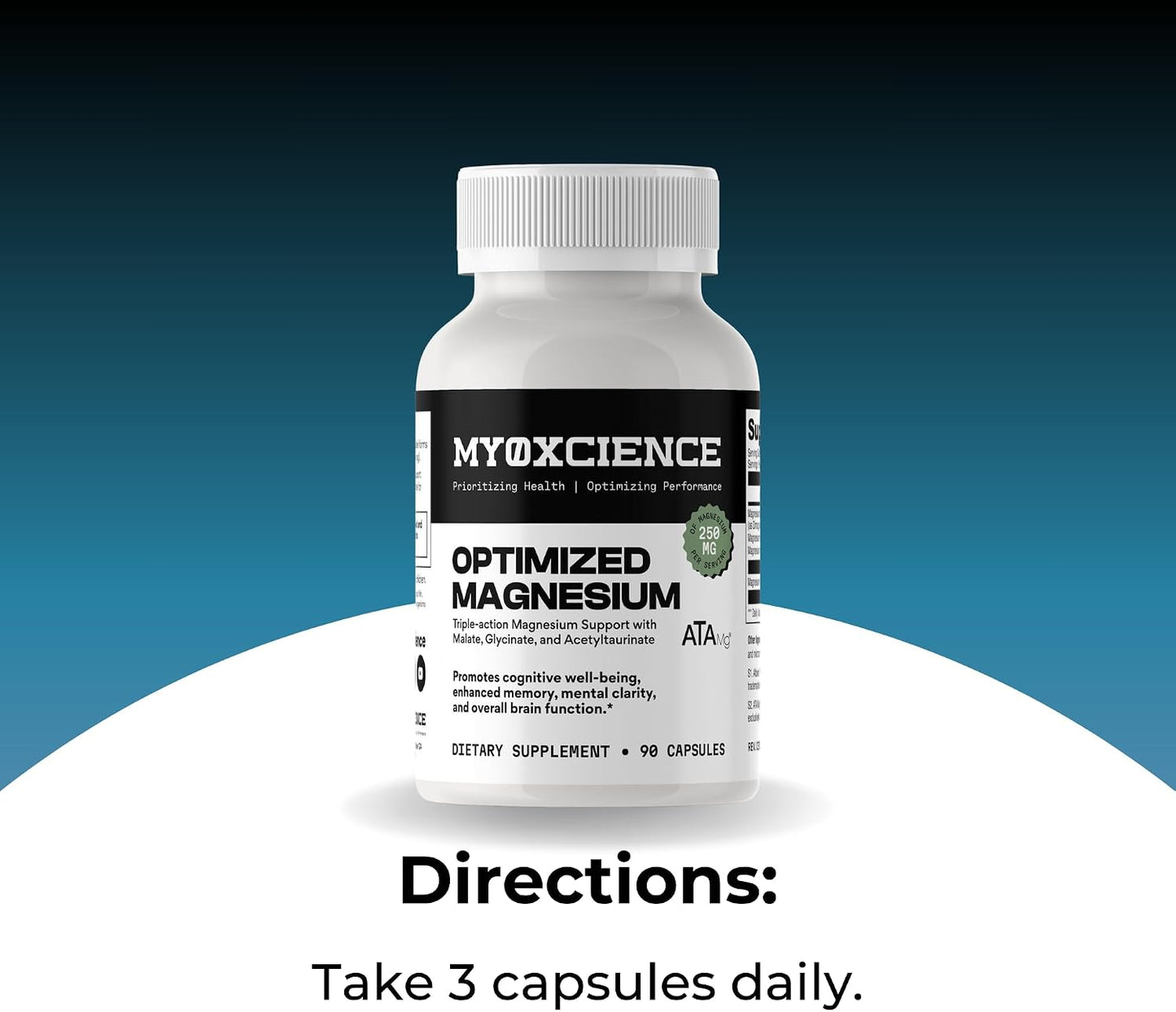 MYOXCIENCE Optimized Magnesium Glycinate + Magnesium Taurate (as ATAmag®) for High Brain Bioavailability to Support Stress Relief and Sleep | 30 Servings