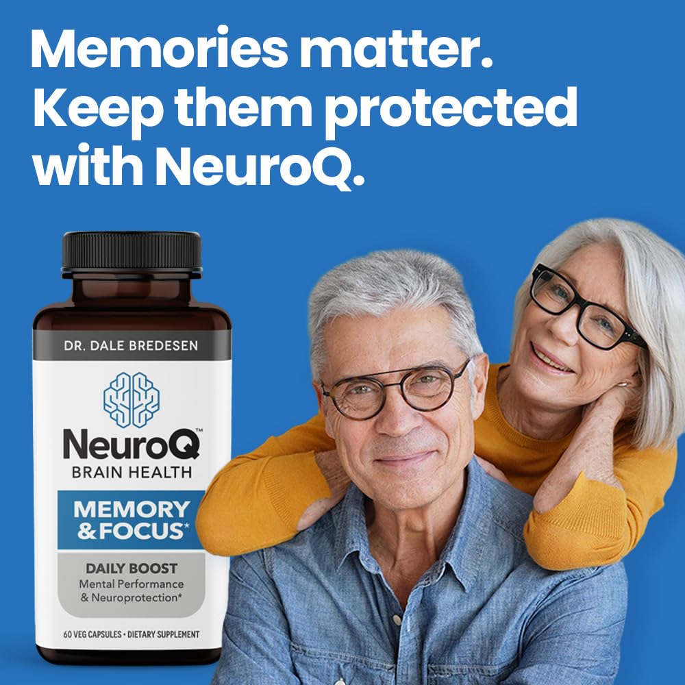 NeuroQ Memory & Focus | Formulated by Neurologist Dr. Dale Bredesen | Addresses All 4 Causes of Cognitive Decline | Ginkgo Biloba, Phosphatidylserine, Gotu Kola, Coffee Fruit, Turmeric & Propolis