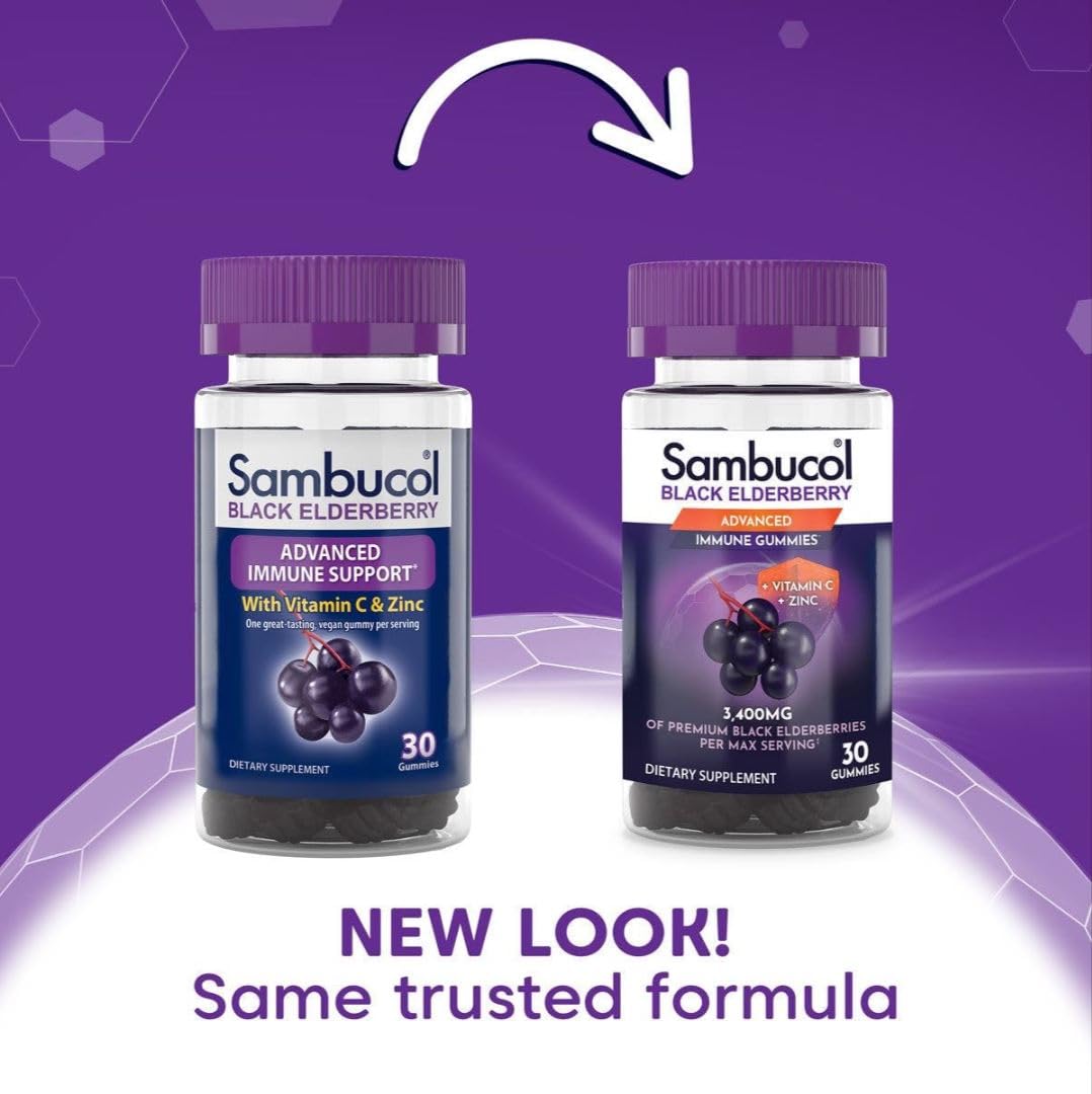 Sambucol Black Elderberry Gummies with Vitamin C & Zinc - Sambucus Elderberry