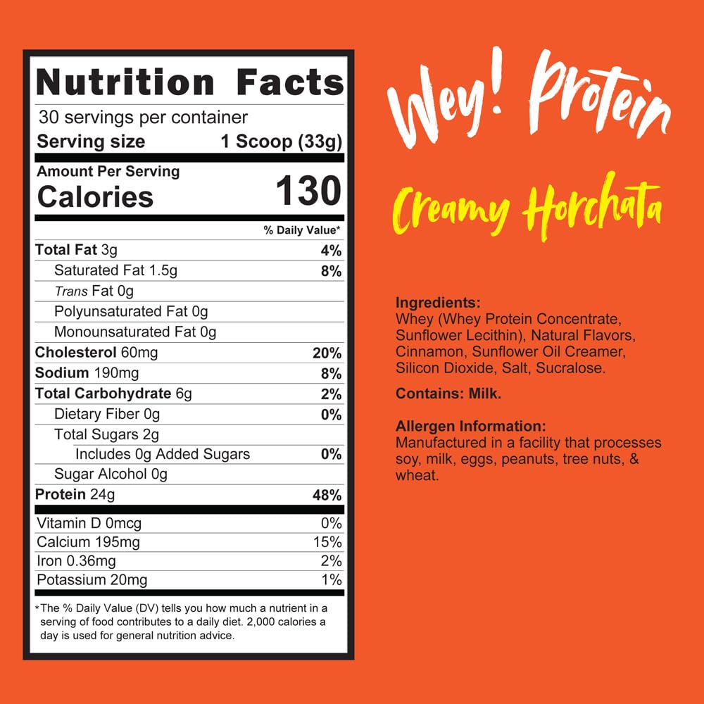 Horchata - Whey Protein, Traditional Mexican Flavor, Sugar-Free, Gluten-Free, 23g Protein