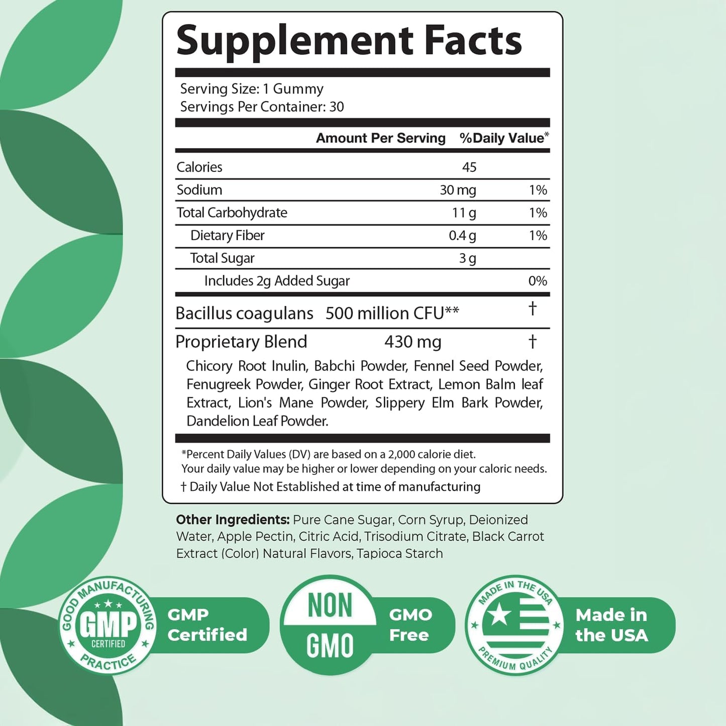 Sequente GutCore – Bacillus Coagulans & Ginger – 30 Ct, 1 Month Supply | Bacillus Coagulans, Chicory Root, Ginger, Lion's Mane & herbal blend | Non-GMO, Made in USA | Chewable gummy