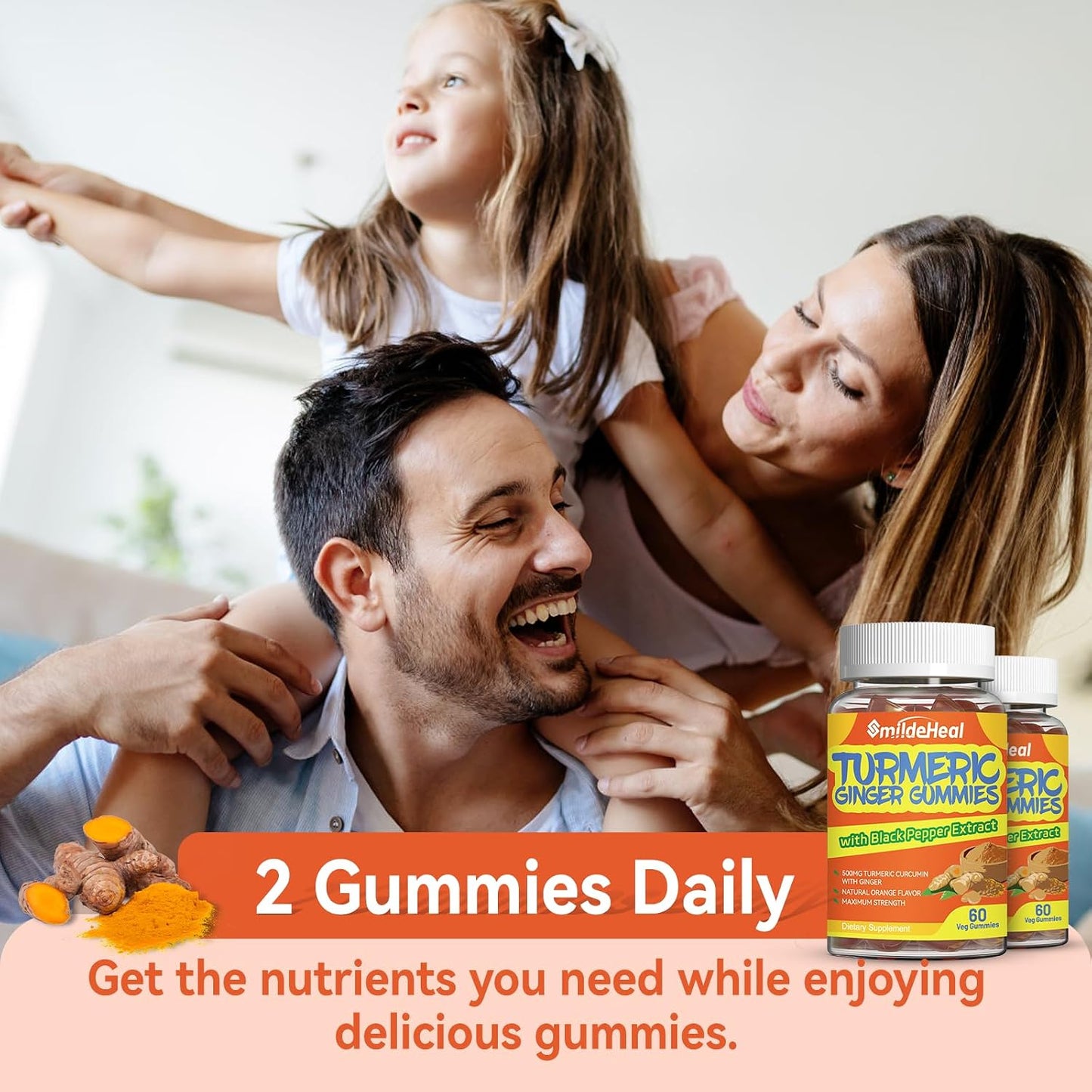 Turmeric Curcumin Gummies 500mg, with Turmeric Root Extract 120 Count | Turmeric Curcumin Gummies 500mg, with Turmeric Root Extract, Ginger Root, Black Pepper Extract, 60 Count (Pack of 2)