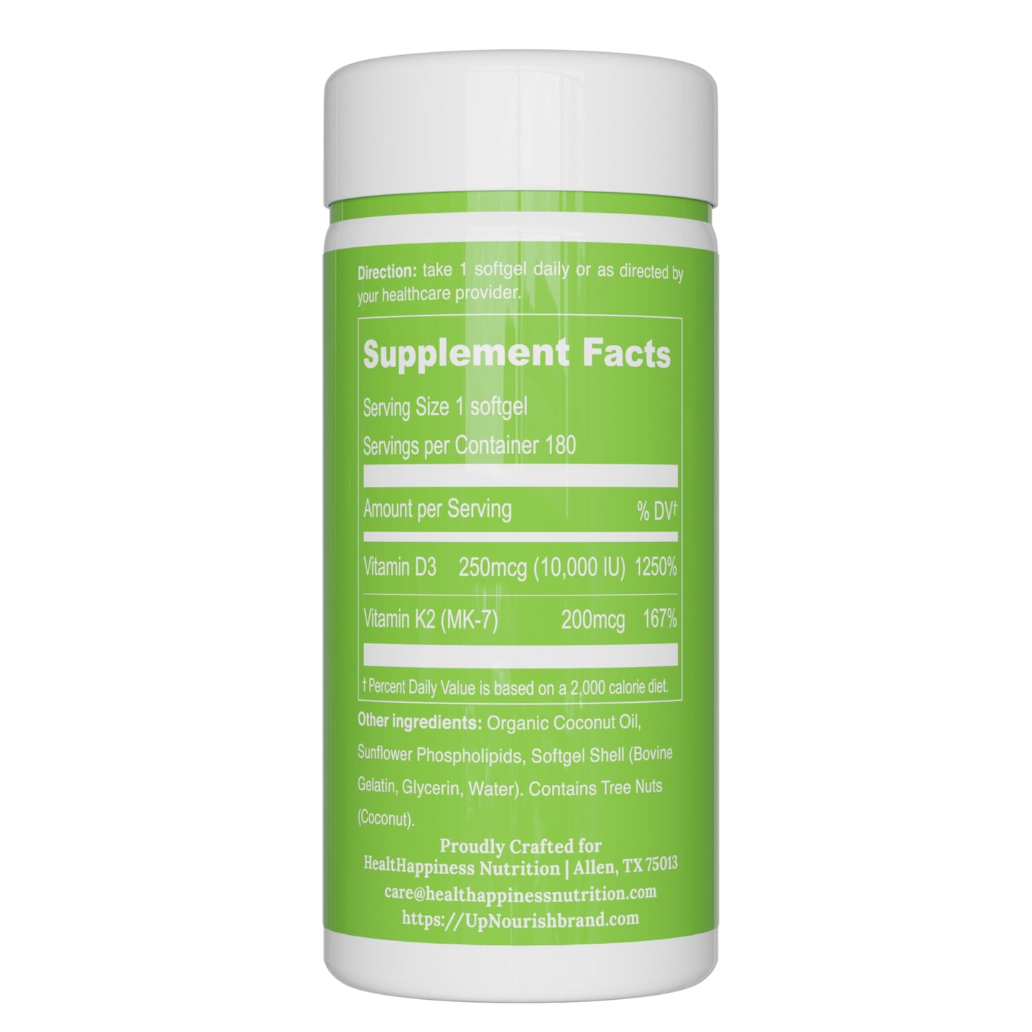 UpNourish Liposomal D3 K2 MK-7 – 365 Mini softgels with Organic Coconut Oil - 5000 IU 125 mcg Vitamin D3 and 100 mcg Vitamin k2 for Optimal Bone and Immune Health